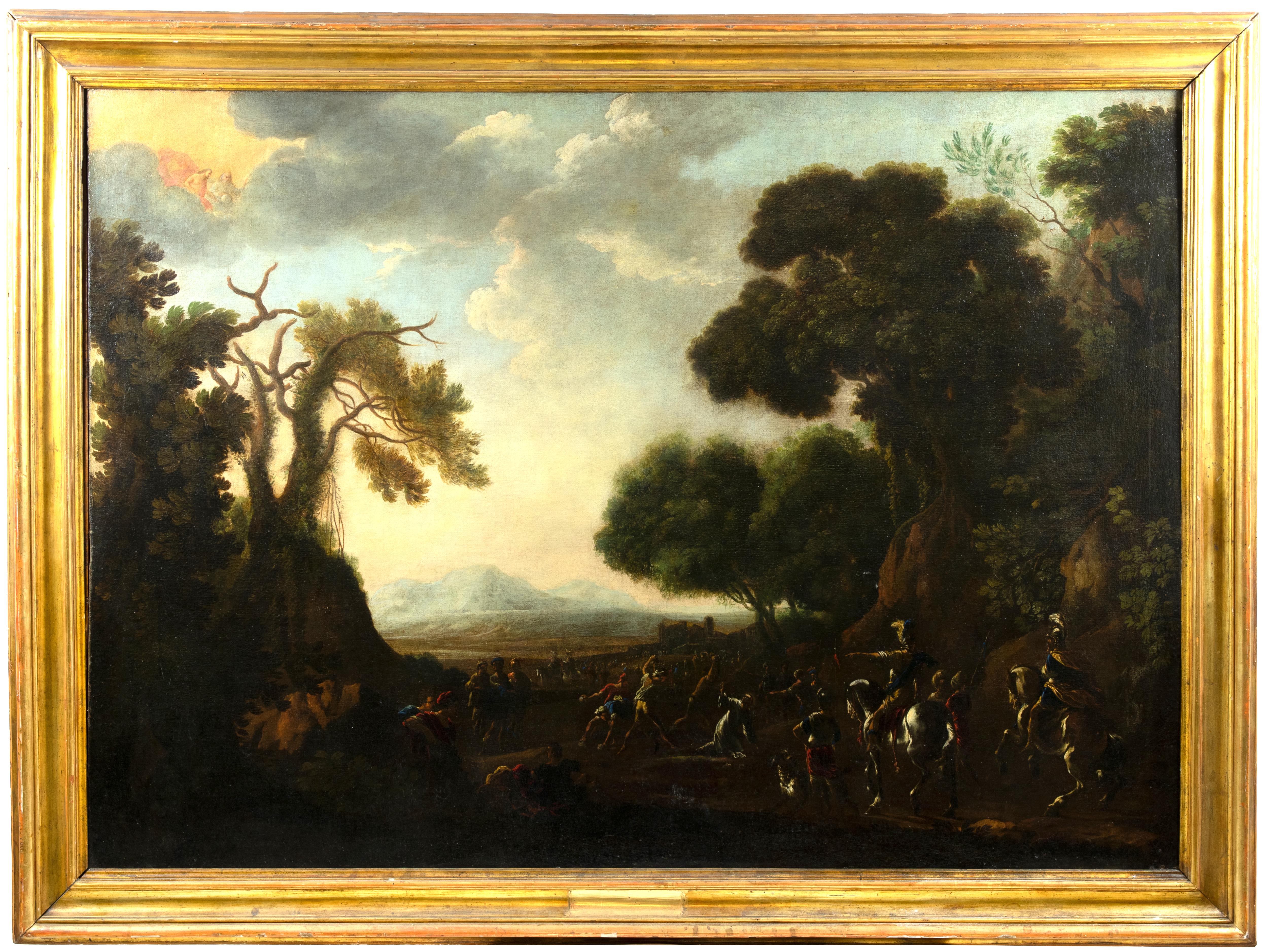 Le paysage avec le martyre de Stephens est une œuvre d'art ancienne réalisée au XVIIe siècle.

Peinture à l'huile de couleurs mélangées sur toile.

Comprend un cadre doré Coeval cm. 148x196.

L'œuvre est attribuée à Vincent Adriaenssen dit il