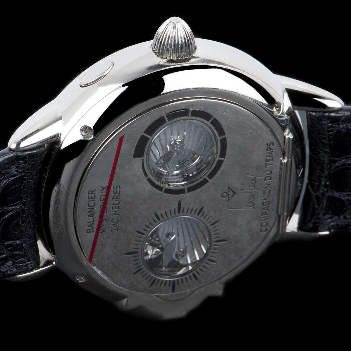 Vincent Berard Ltd Edition Balancier Mysterieux Left-Handed Grey Skeleton Watch In Excellent Condition In London, GB