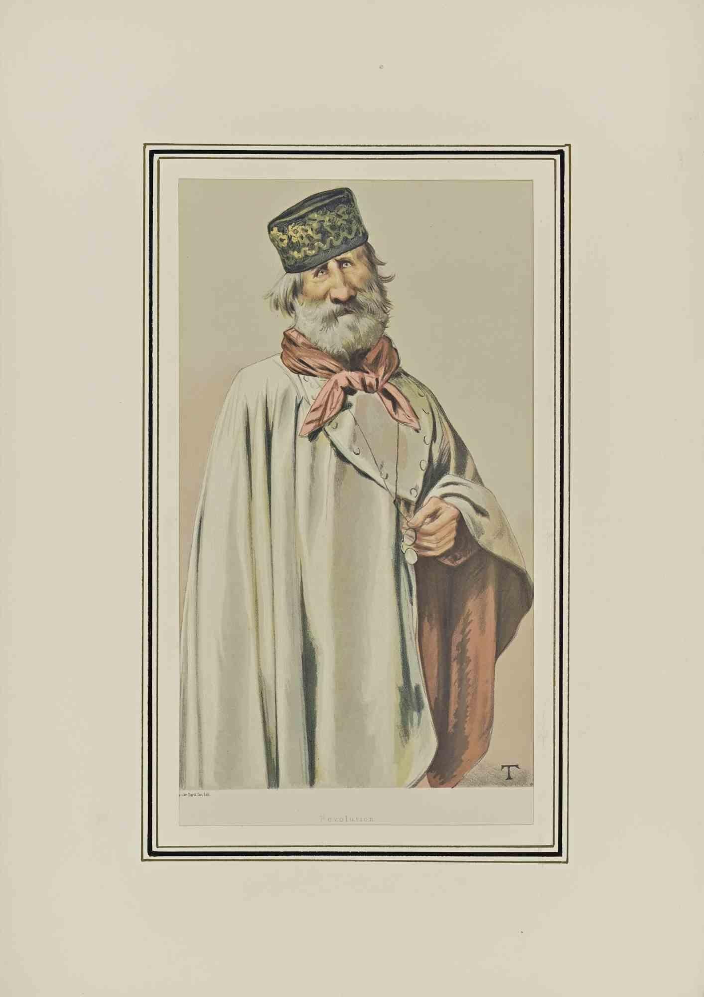 Revolution (Portrait of G. Garibaldi) - Lithograph by Vincent Brooks - 1878