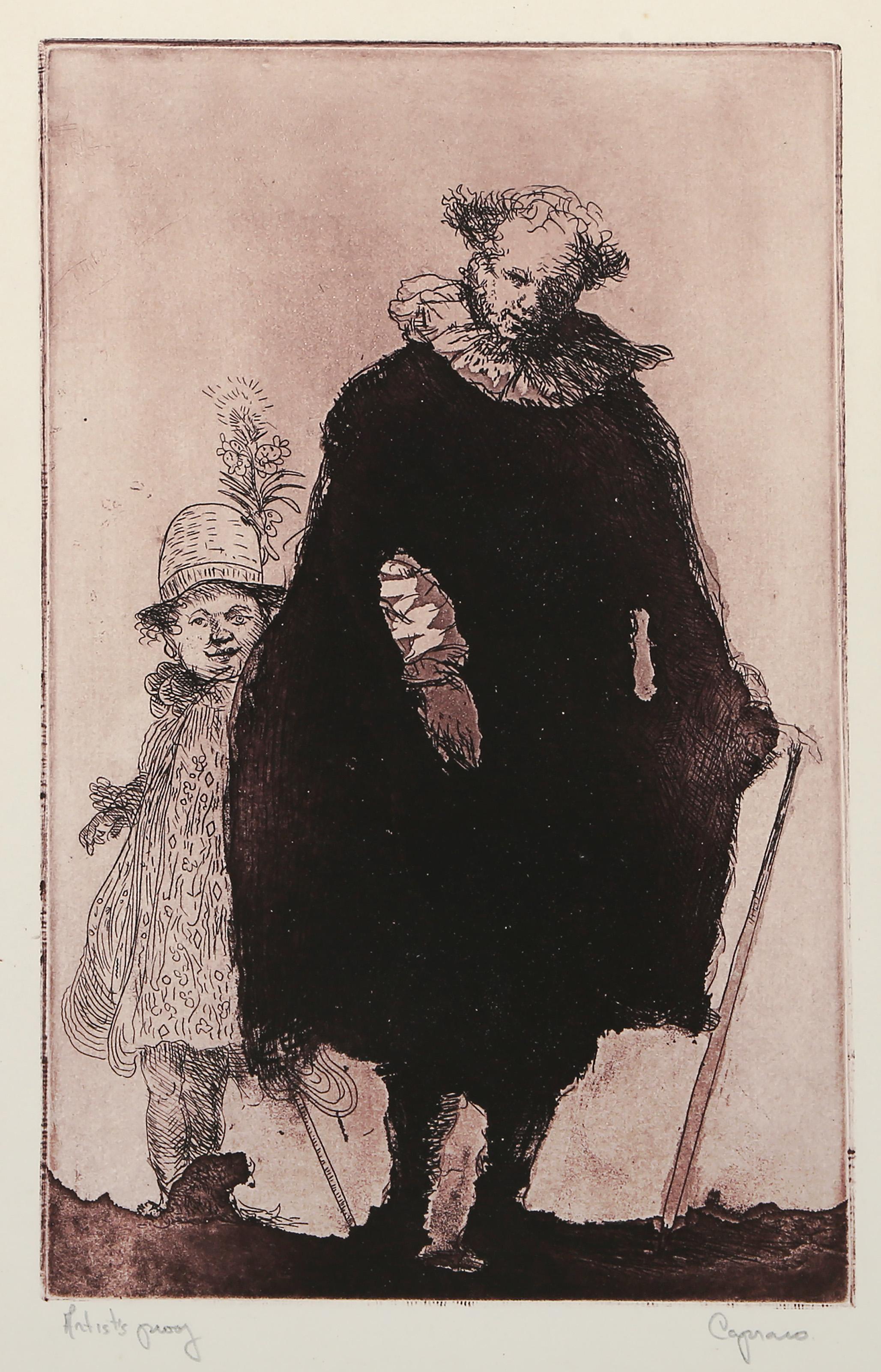 Vincent Capraro (1929 - 2016) - Man with a Ruff, Year:  circa 1968, Medium:  Etching and Aquatint, signed and numbered in pencil, Edition:  AP, Image Size:  11.75 x 7.5 inches, Size:  15.75 x 10.25 in. (40.01 x 26.04 cm) 