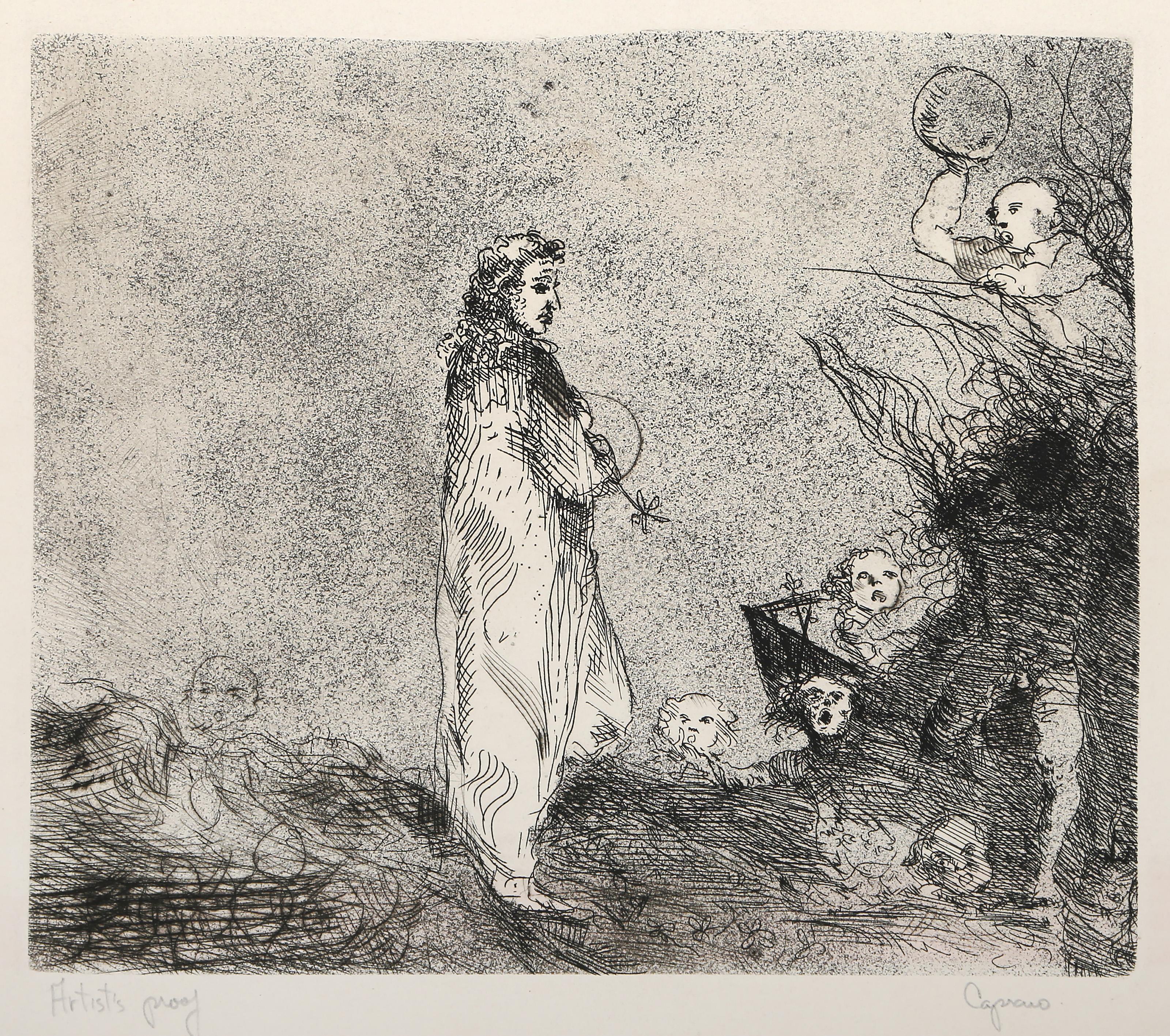 Vincent Capraro (1929 - 2016) - Prophet, Year:  circa 1968, Medium:  Etching, signed and numbered in pencil, Edition:  AP, Image Size:  8 x 9.75 inches, Size:  11.25 x 13.75 in. (28.58 x 34.93 cm) 