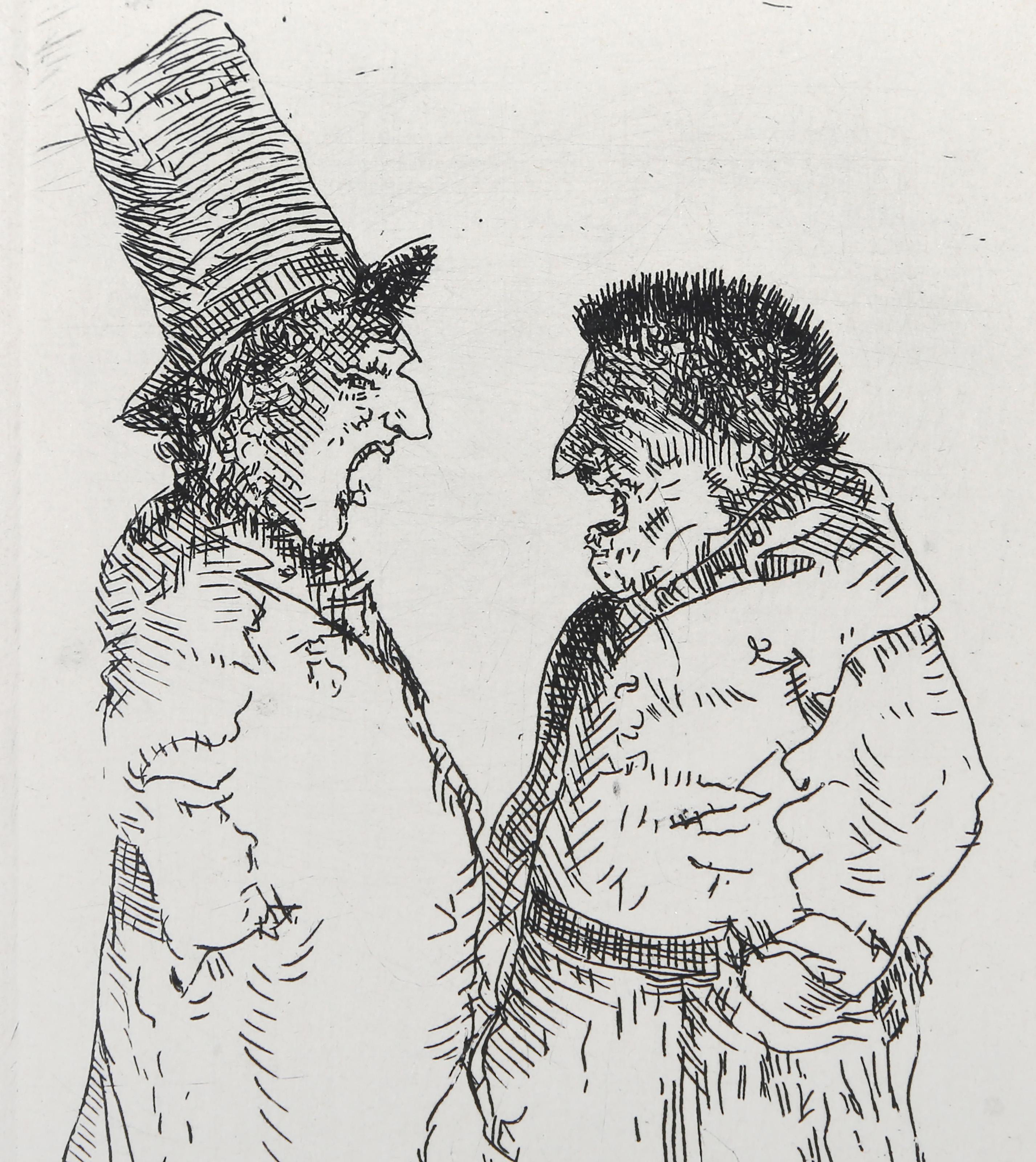 Two Men Arguing, Modern Etching by Vincent Capraro For Sale 1