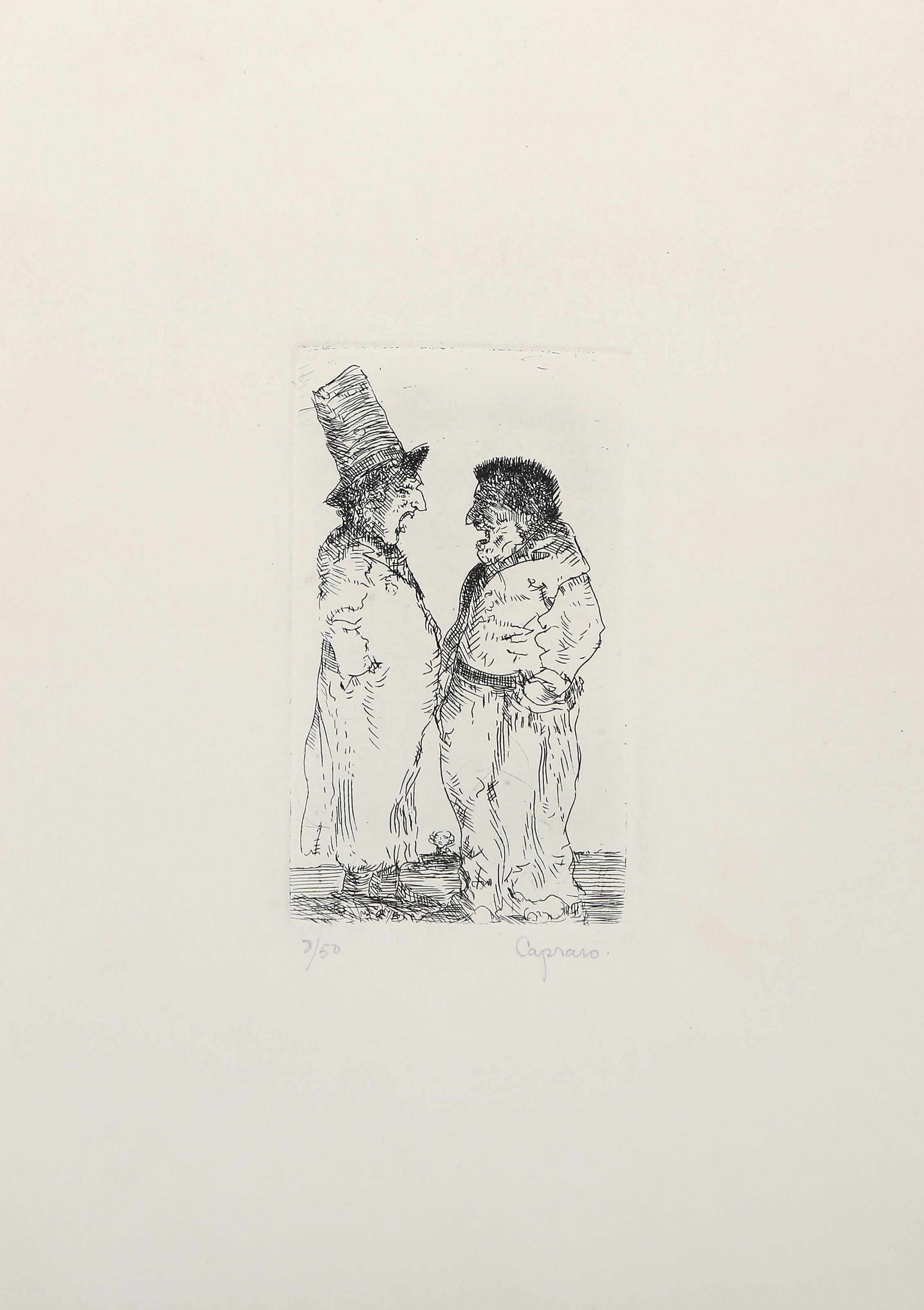 Two Men Arguing, Modern Etching by Vincent Capraro For Sale 2