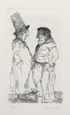 Two Men Arguing, Modern Etching by Vincent Capraro
