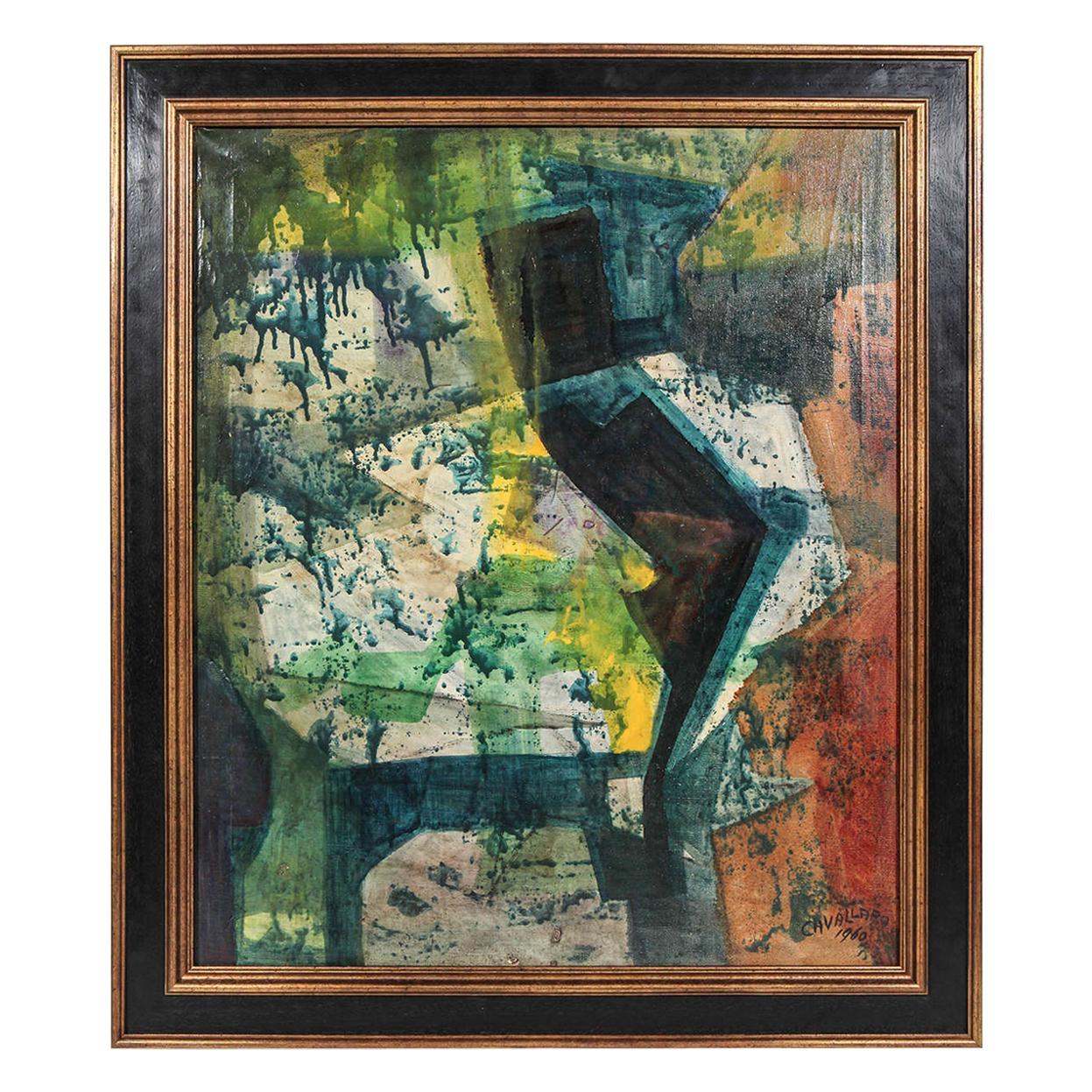 Peinture abstraite originale du milieu du siècle