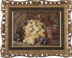 Victorian vintage fine art painting by Clare Vincent - fruits and grapes