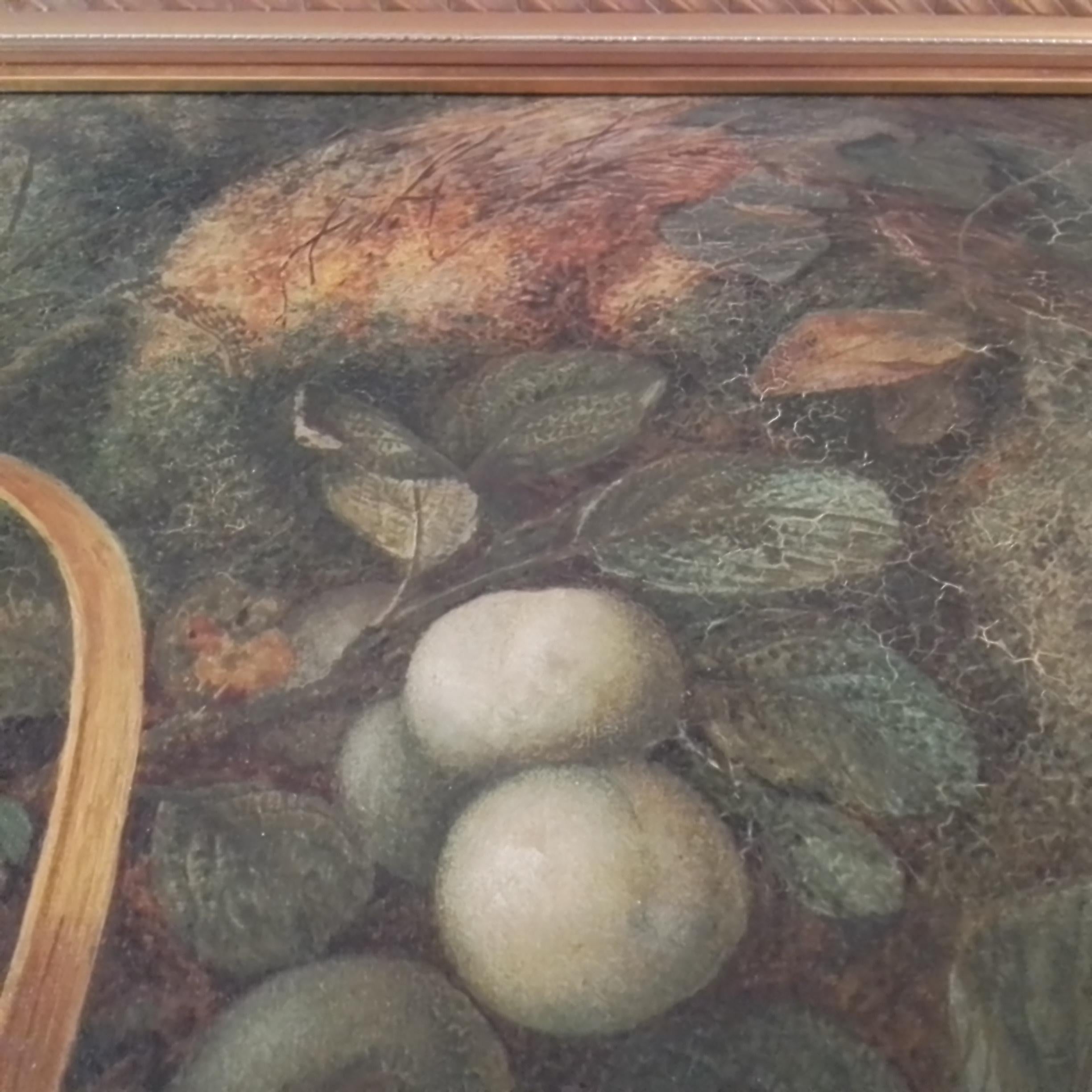 Quadro d'arte vintage di Vincent Clare - Grande composizione di frutta ad olio su tela in vendita 9