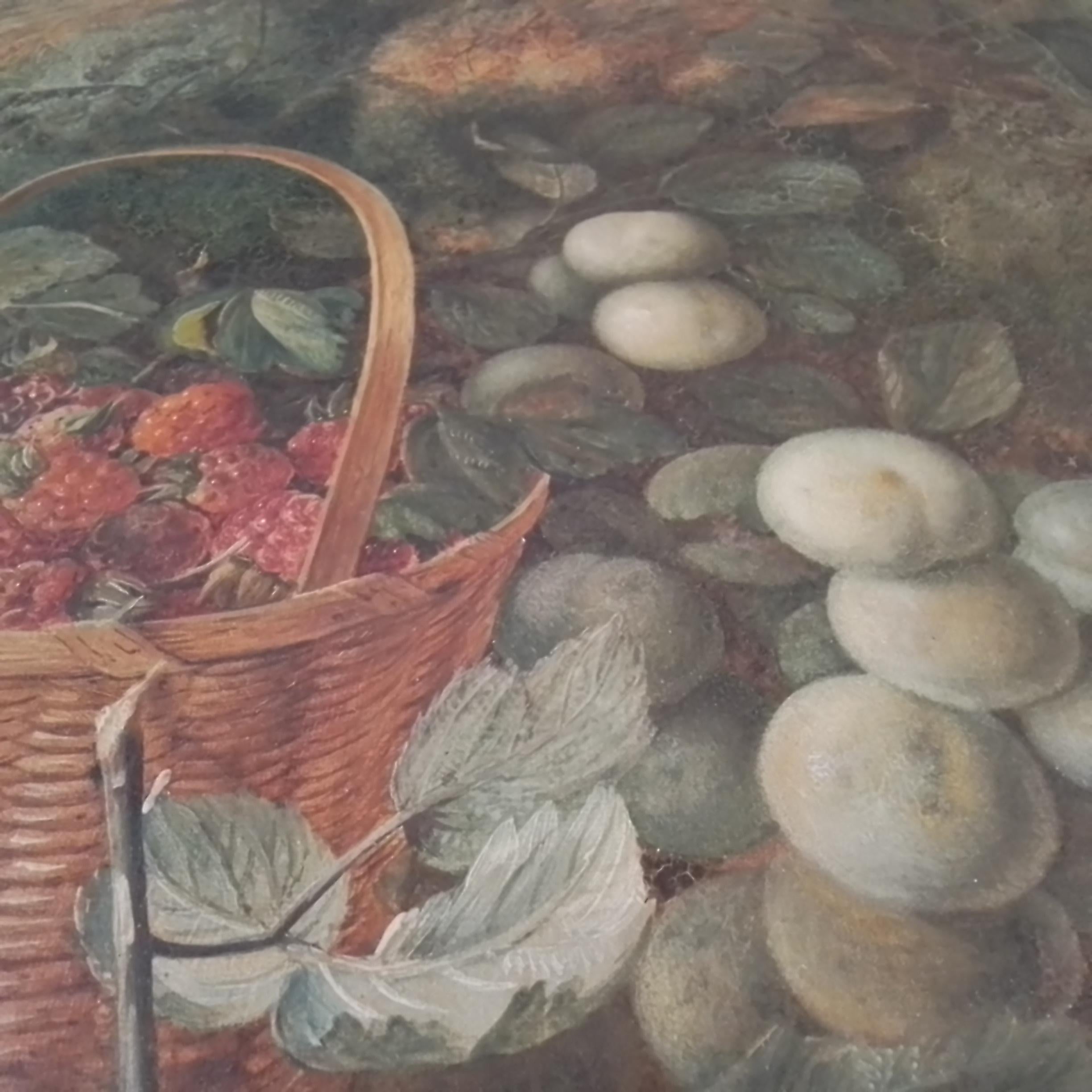 Quadro d'arte vintage di Vincent Clare - Grande composizione di frutta ad olio su tela in vendita 10