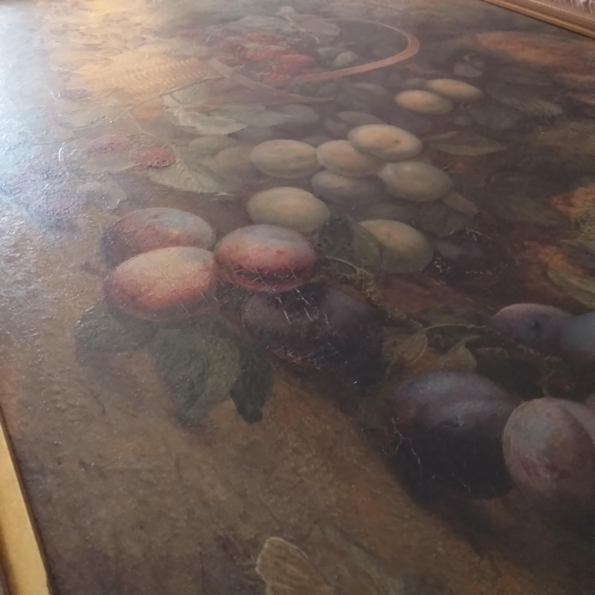 Quadro d'arte vintage di Vincent Clare - Grande composizione di frutta ad olio su tela in vendita 13