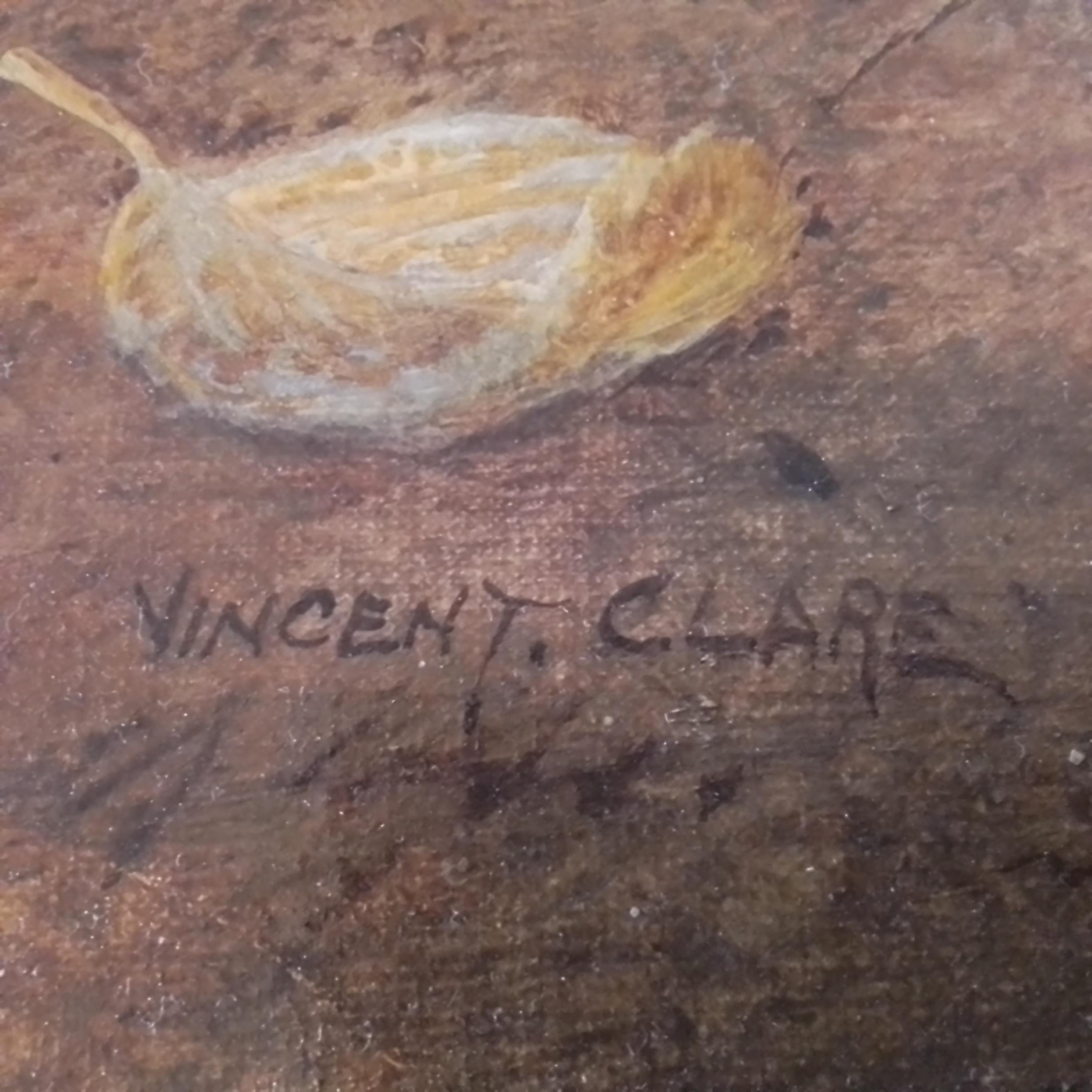 Quadro d'arte vintage di Vincent Clare - Grande composizione di frutta ad olio su tela in vendita 6