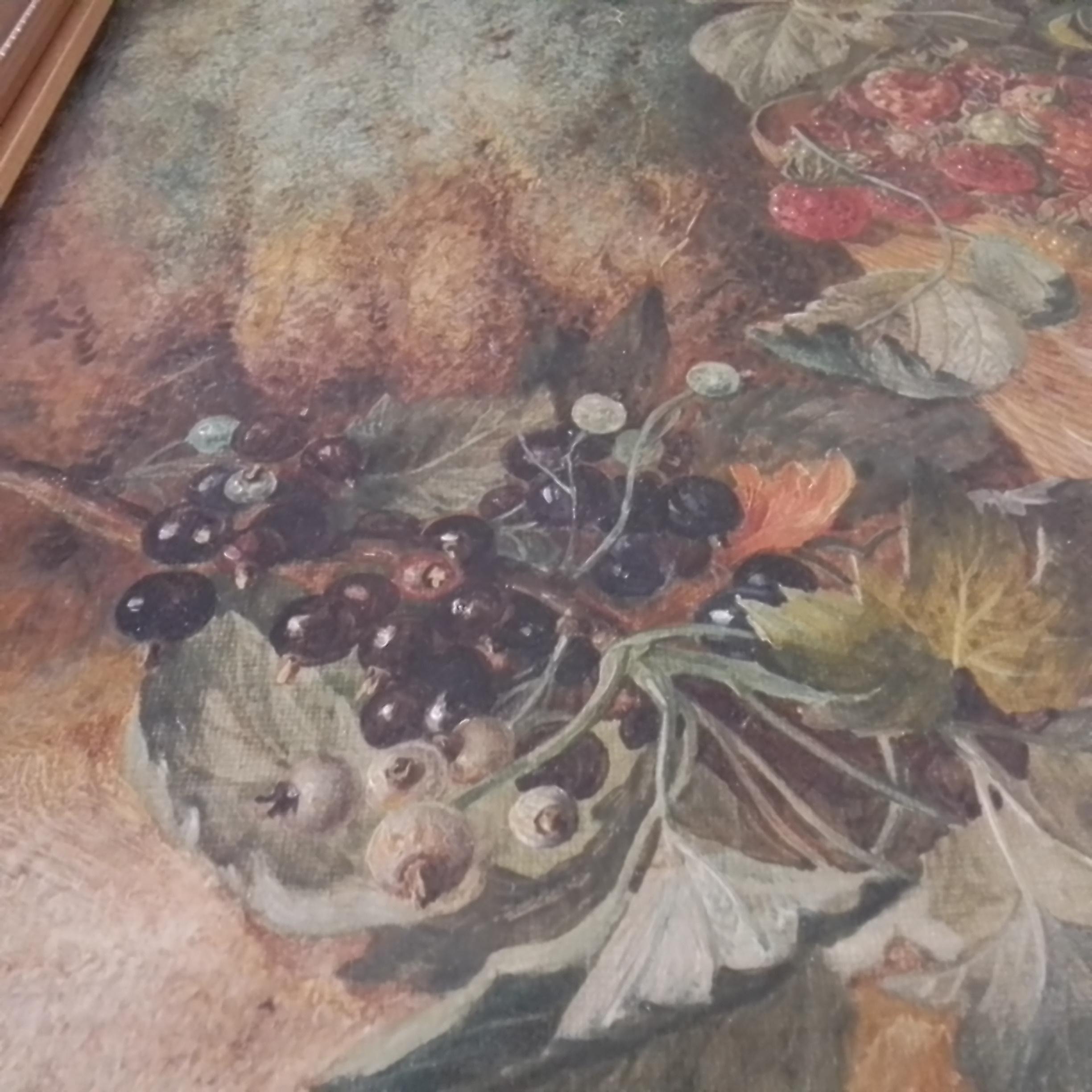 Quadro d'arte vintage di Vincent Clare - Grande composizione di frutta ad olio su tela in vendita 8