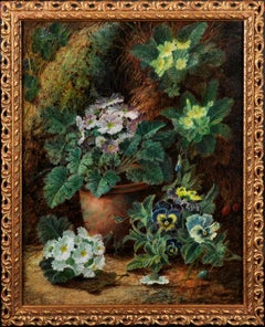 Still life of Flowers on a Mossy Bank