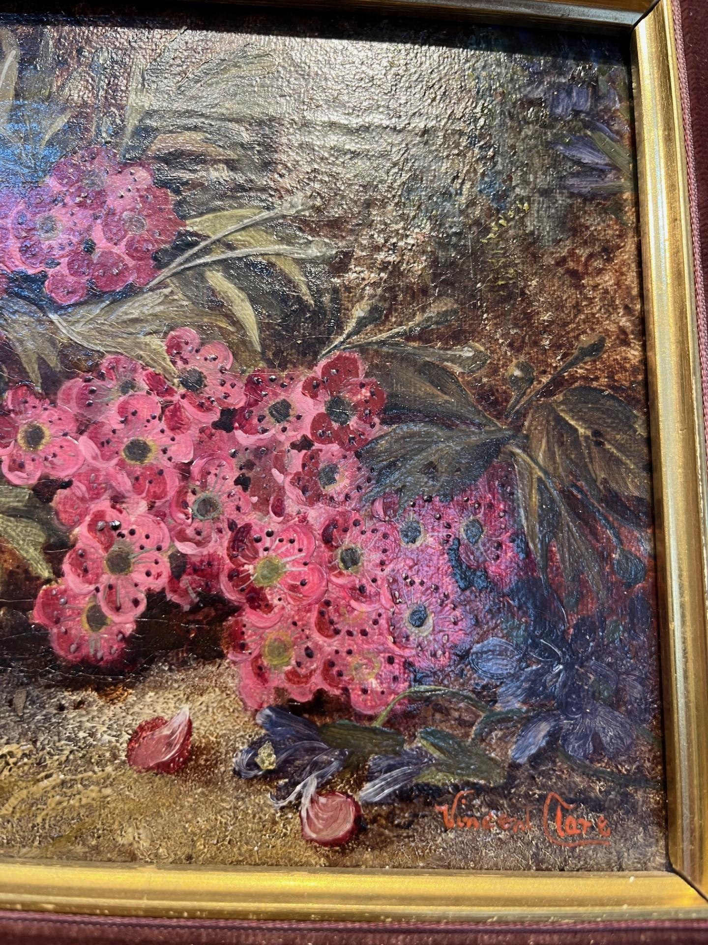 Still Life with Flowers and Fauna small oil painting in period frame 1 of a pair For Sale 1