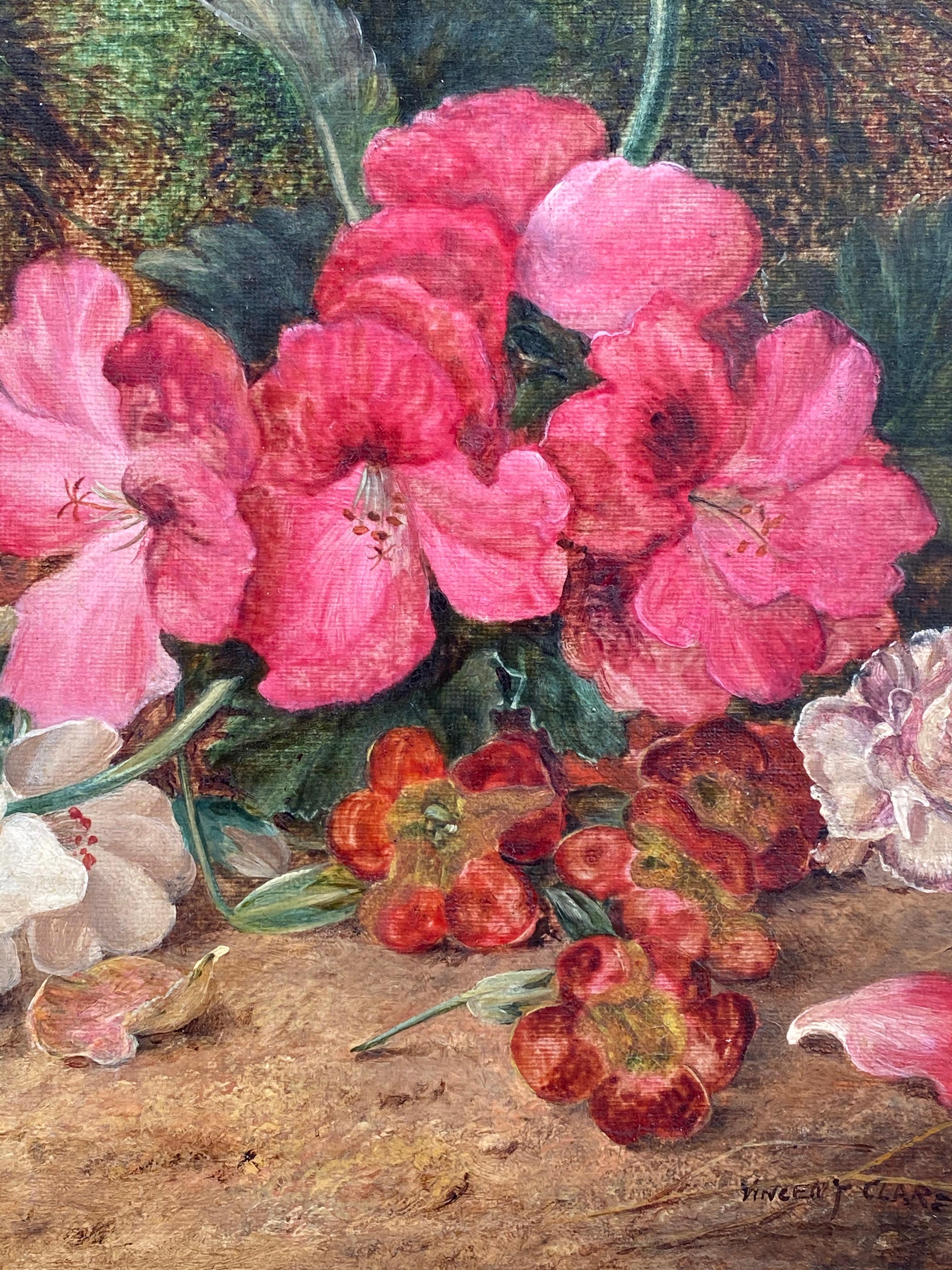 “Still Life with Flowers” - Victorian Painting by Vincent Clare