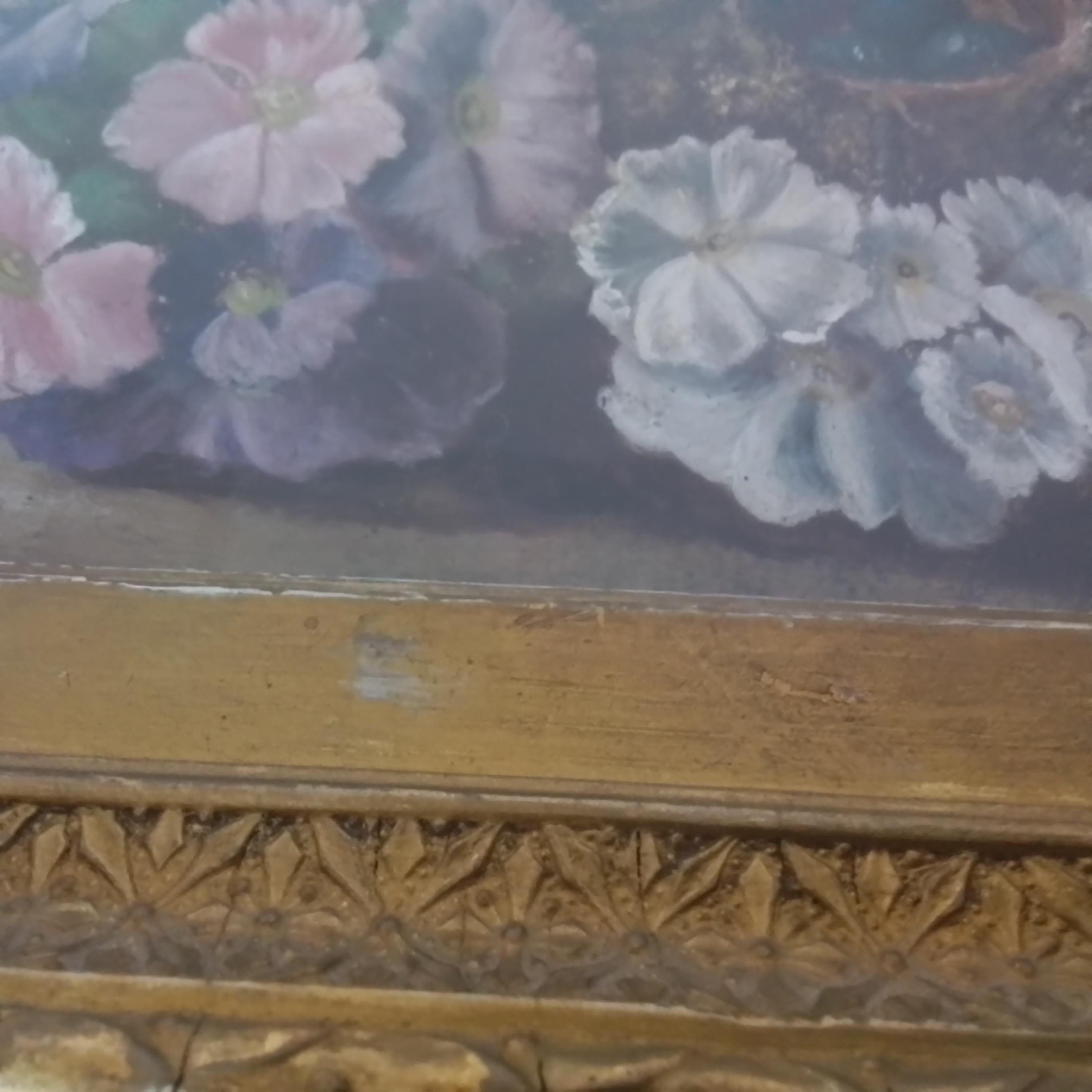 Victorian vintage art by Vincent Clare - Oil Composition with flowers and a nest For Sale 9