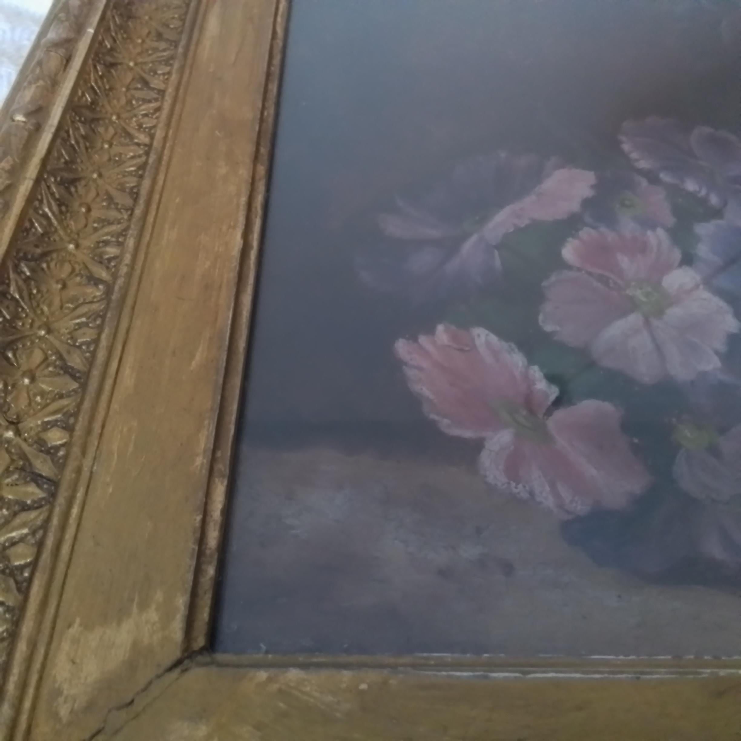 Victorian vintage art by Vincent Clare - Oil Composition with flowers and a nest For Sale 7