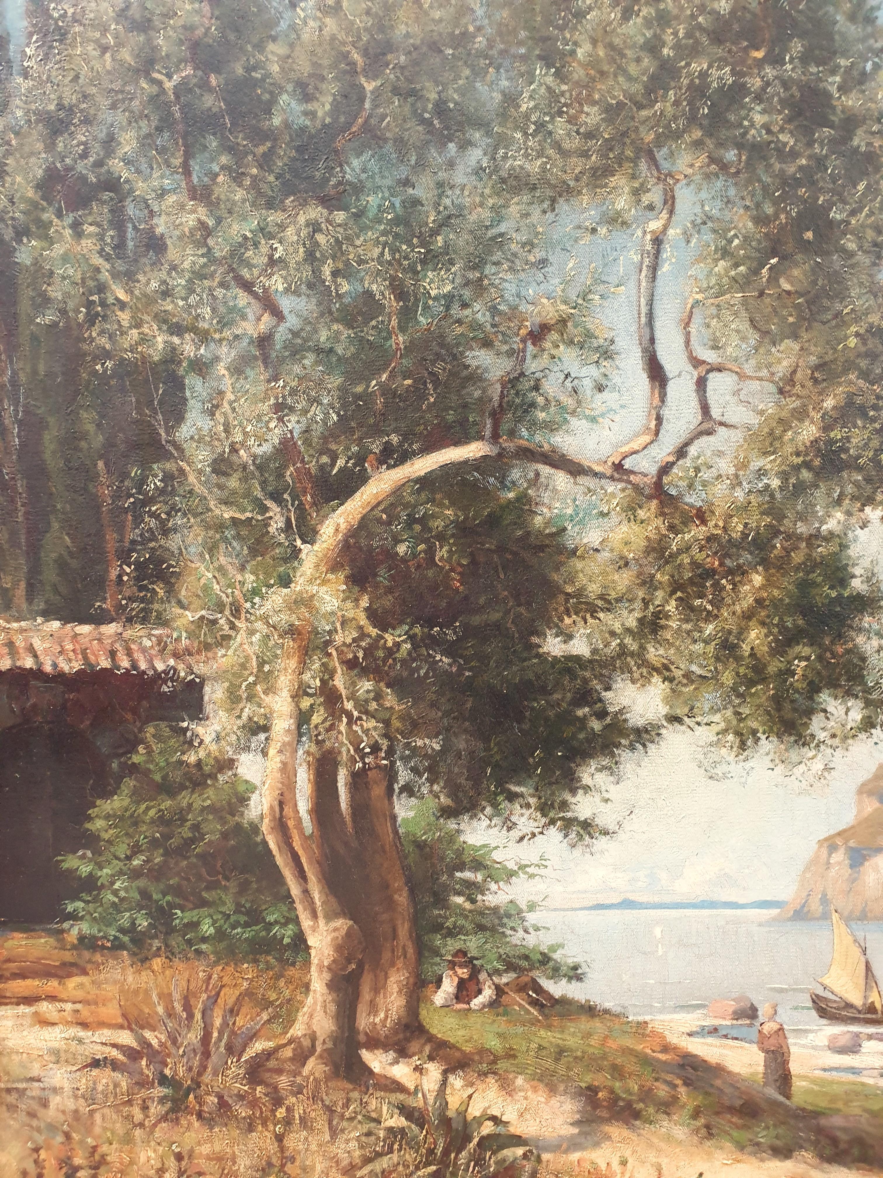 Pittura Paesaggio Costa Azzurra Pittura francese realista 19° COURDOUAN - Landscape Painting Marrone di Vincent COURDOUAN
