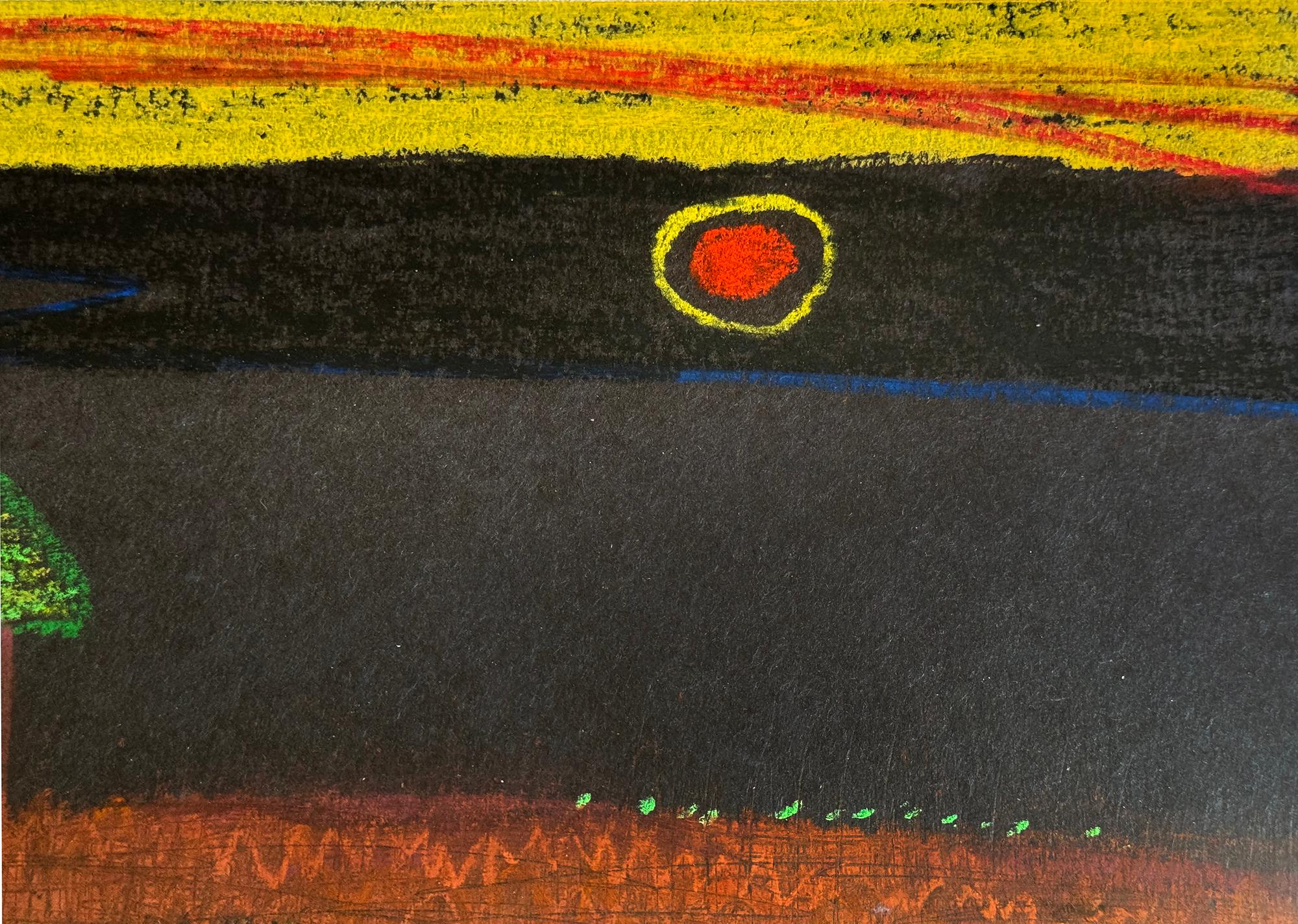 Aldea en Benín África - Artista afroamericano pinta África en la década de 1970 - Landscape Painting Negro de  Vincent D. Smith