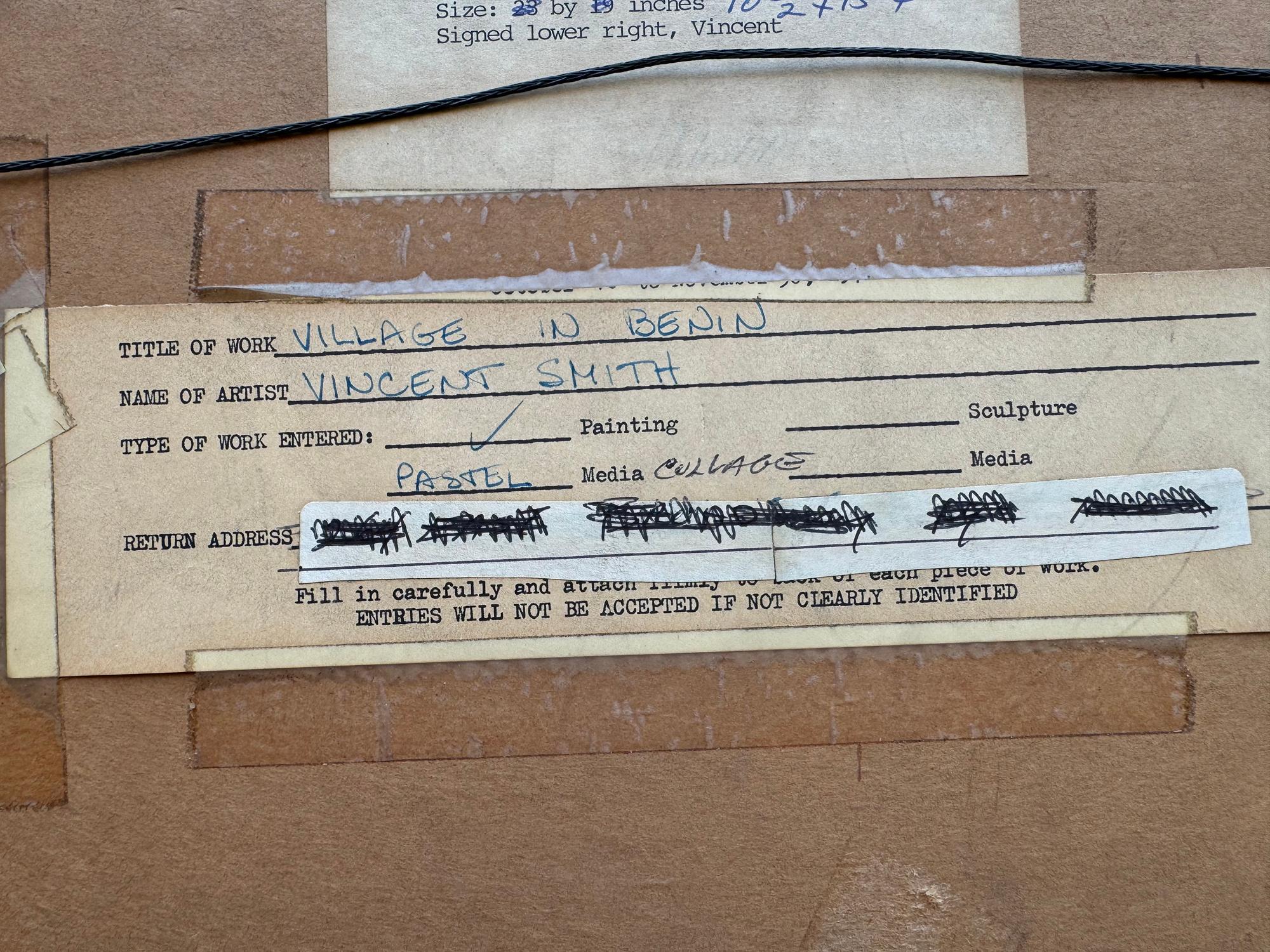 Aldea en Benín África - Artista afroamericano pinta África en la década de 1970 en venta 3