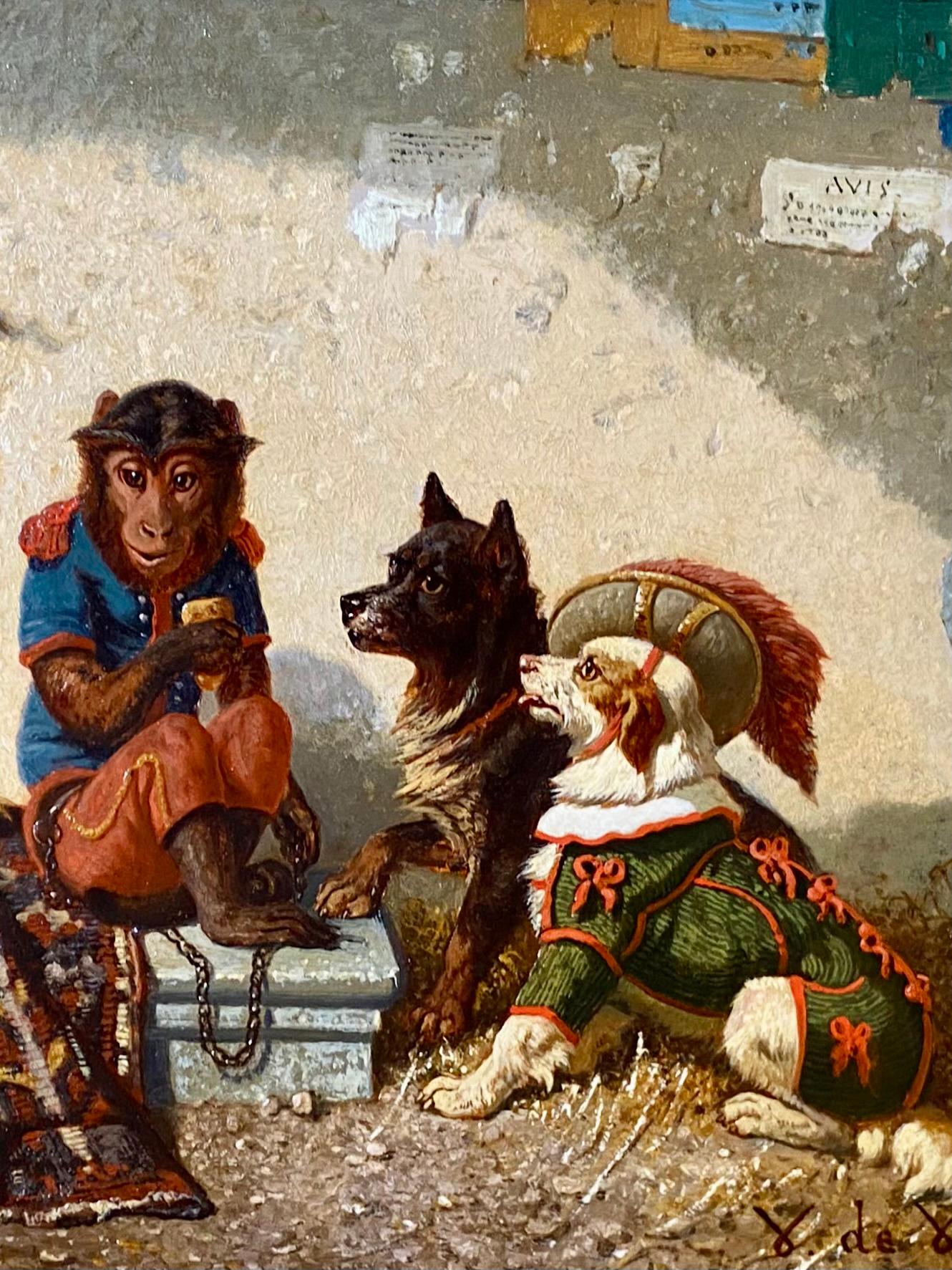 'Friends of the Circus' by Vincent de Vos  (1829 – 1875) signed and dated 1872 - Romantic Painting by Vincent-de-Vos