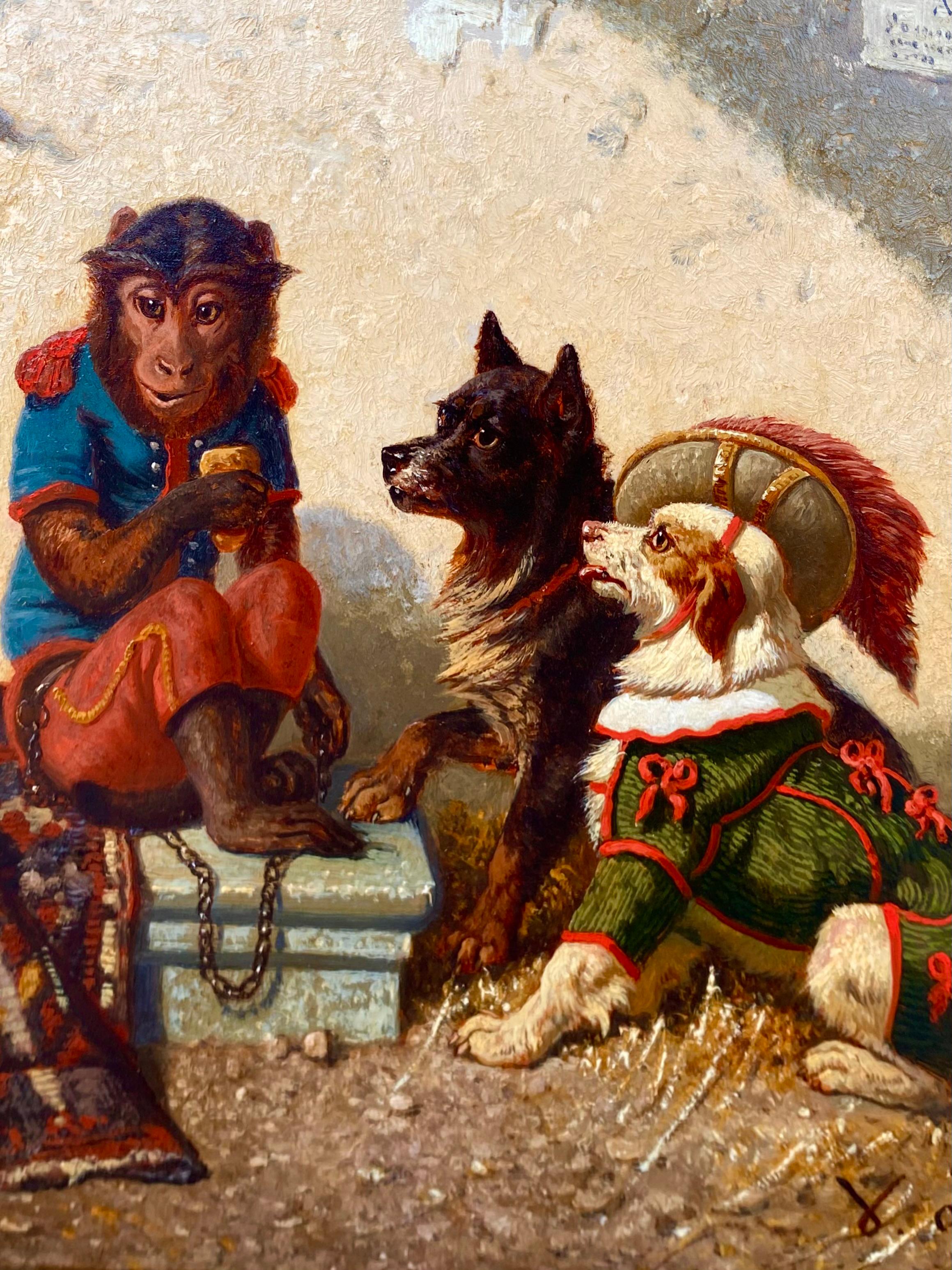 'Friends of the Circus' by Vincent de Vos  (1829 – 1875) signed and dated 1872 - Brown Portrait Painting by Vincent-de-Vos