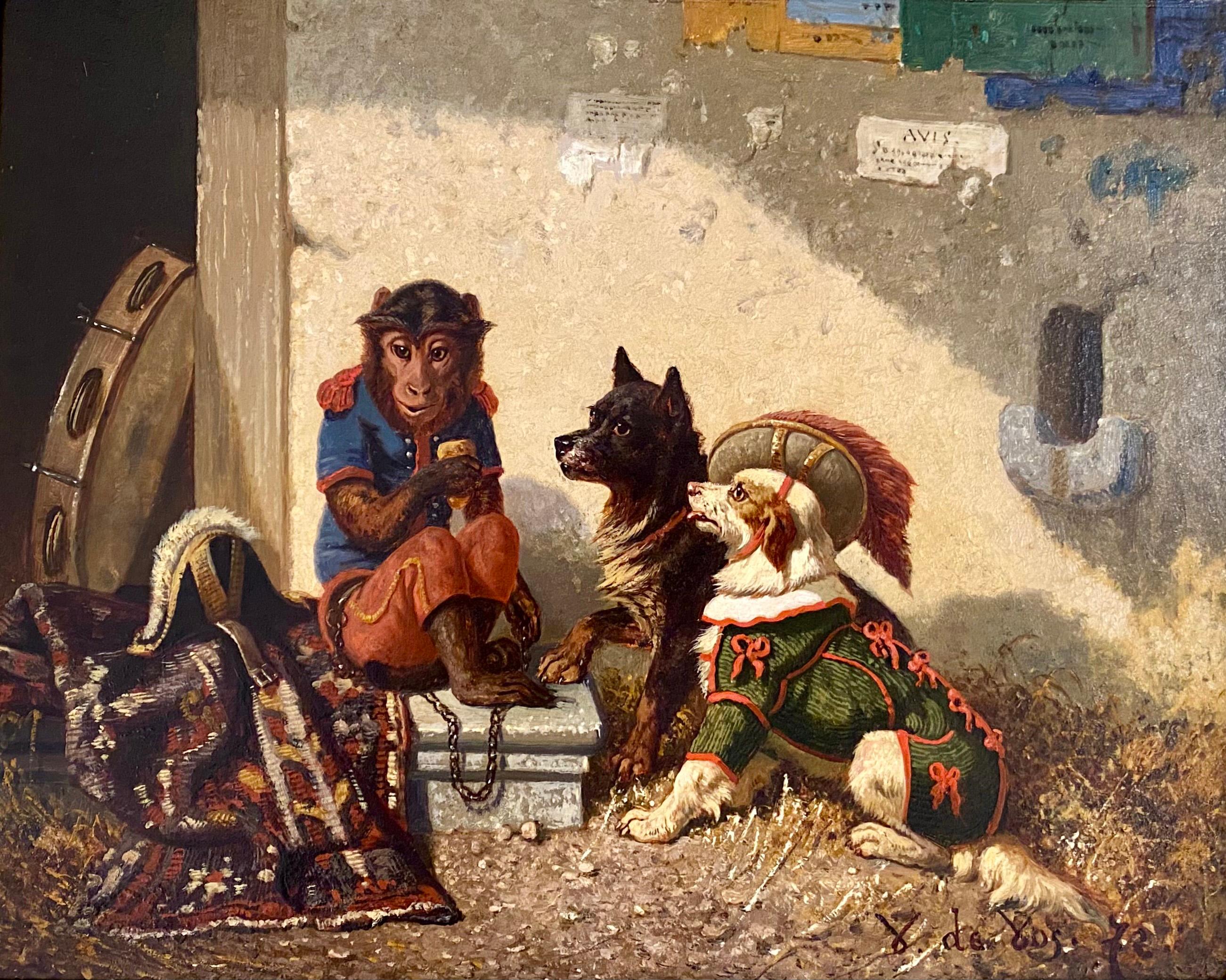 'Friends of the Circus' by Vincent de Vos  (1829 – 1875) signed and dated 1872 For Sale 1
