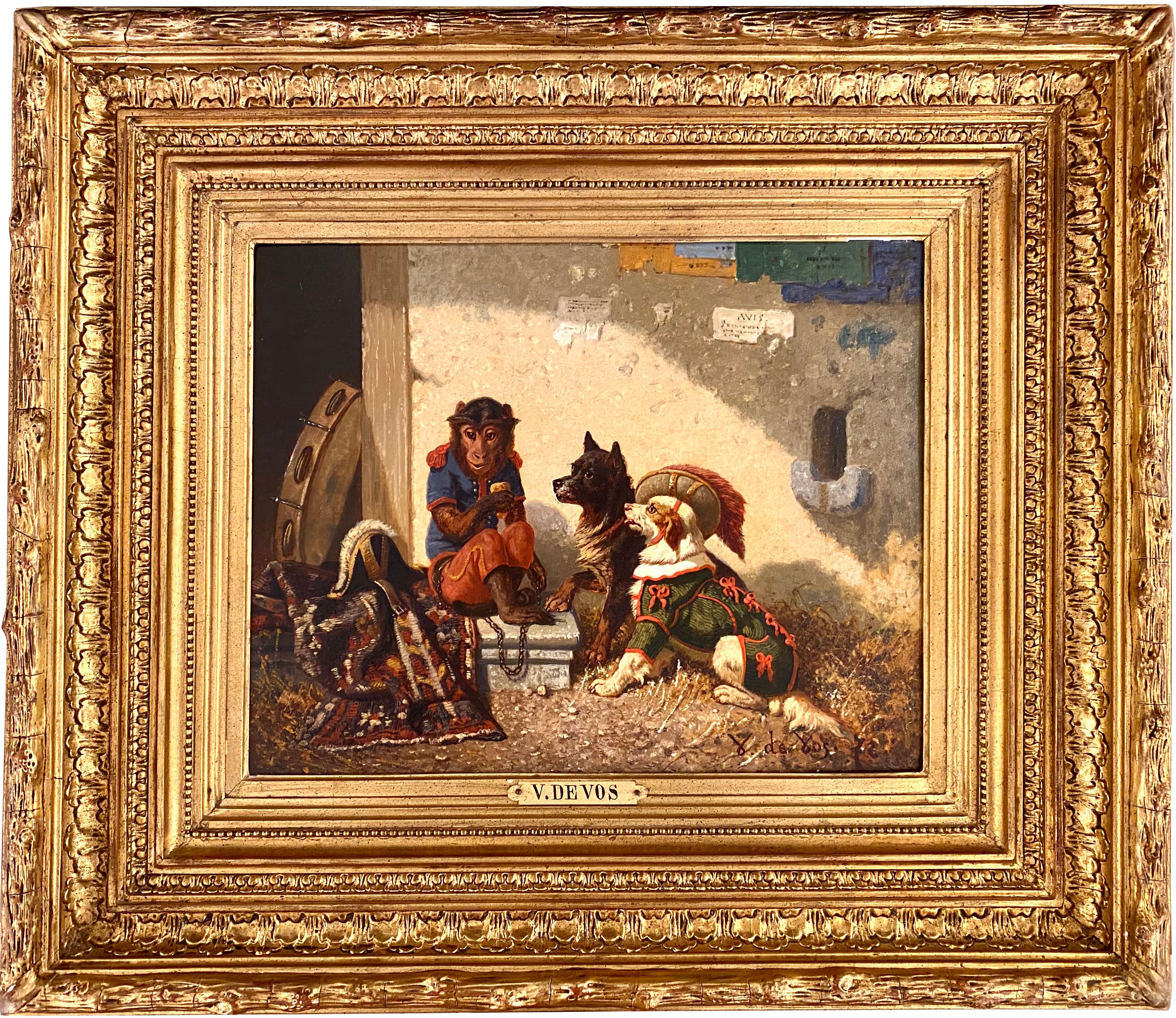 Vincent-de-Vos Portrait Painting - 'Friends of the Circus' by Vincent de Vos  (1829 – 1875) signed and dated 1872