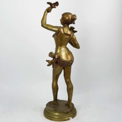 Vincent-Désire Faure de Brousse Sculpture en bronze représentant une ballerine avec des oiseaux