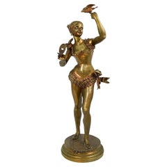 Vincent-Désire Faure de Brousse Sculpture en bronze représentant une ballerine avec des oiseaux