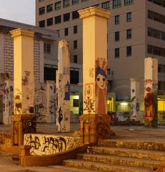 Borneo 3: photograph of urban city architecture with graffiti, Southeast Asia