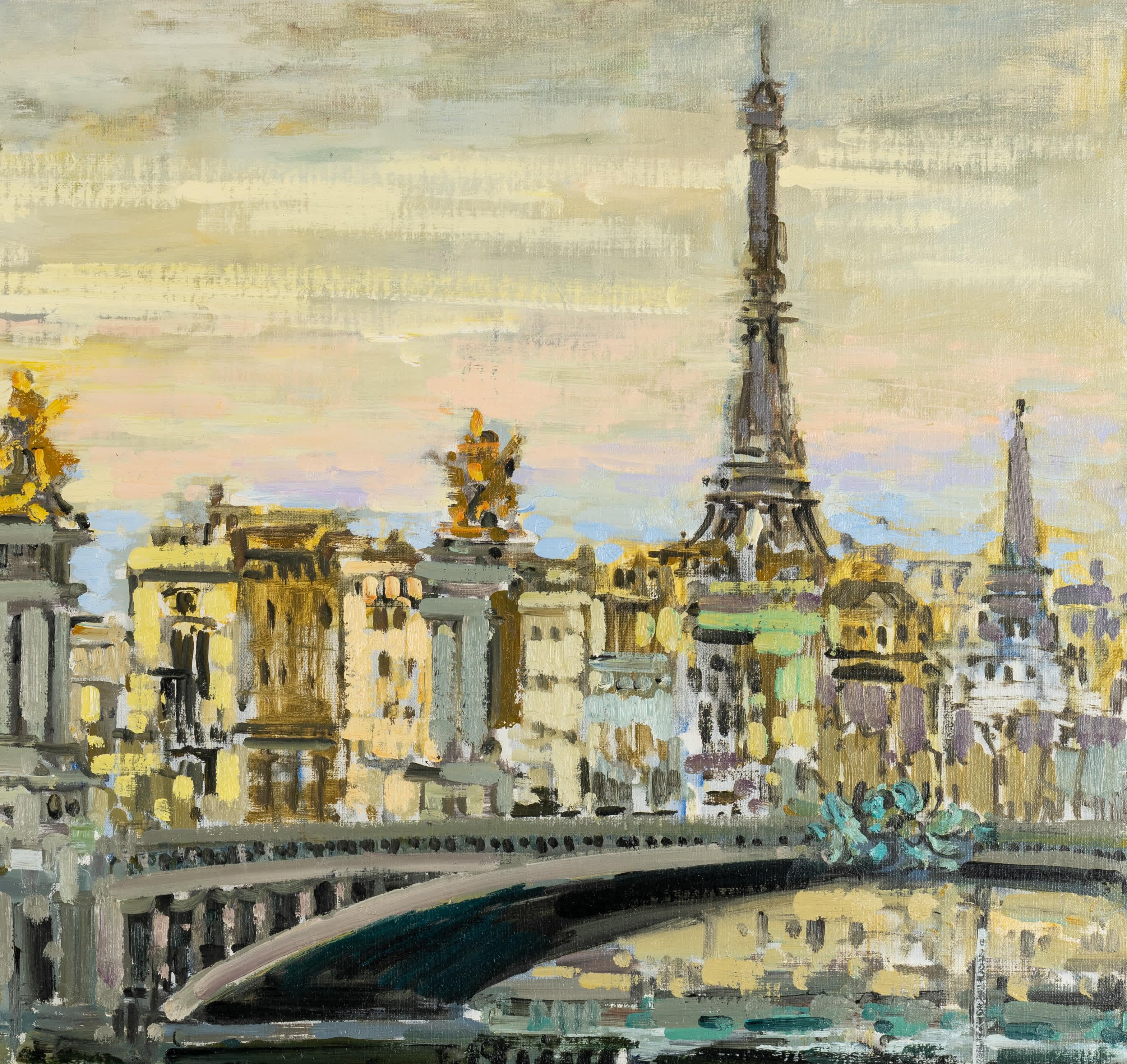Vincent Fannell
Franzose, geboren im 20. Jahrhundert
Blick auf Paris

Öl auf Leinwand
30 x 36 Zoll, mit Rahmen 40 ¼ x 46 ¼ Zoll
Signiert unten rechts