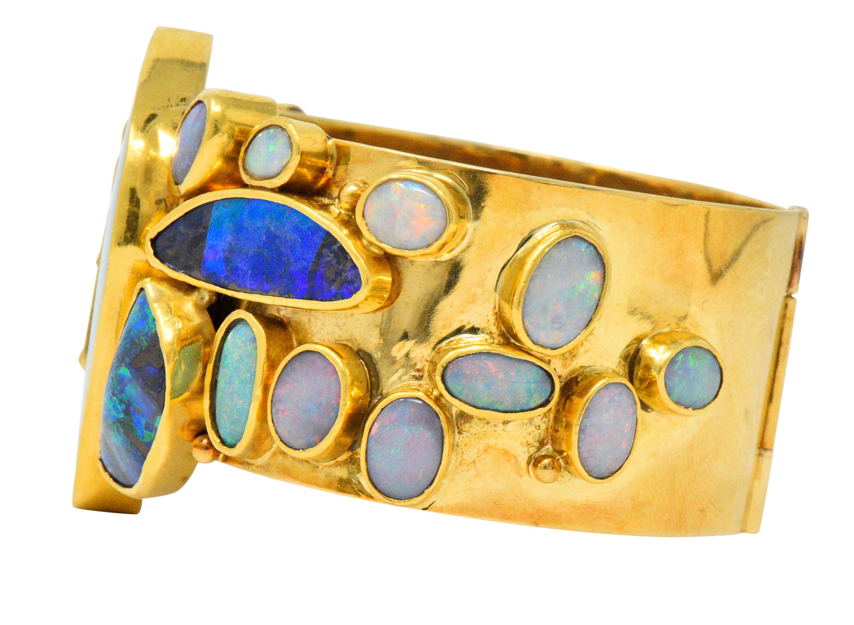 Vincent Ferrini Contemporary Opal 18 Karat Gold Bangle Bracelet 1