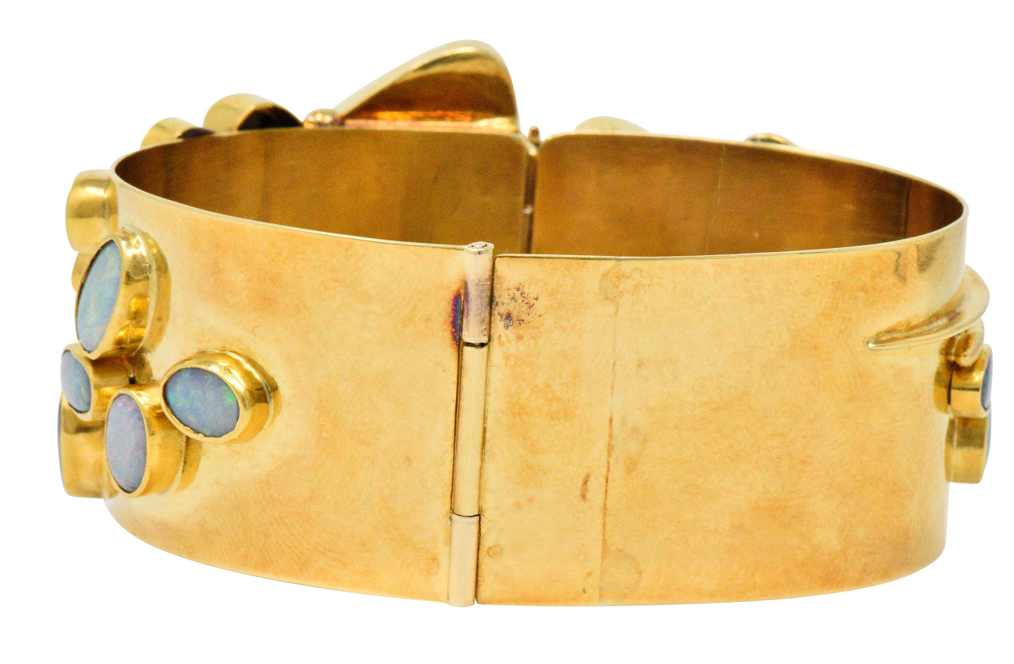 Vincent Ferrini Contemporary Opal 18 Karat Gold Bangle Bracelet 3