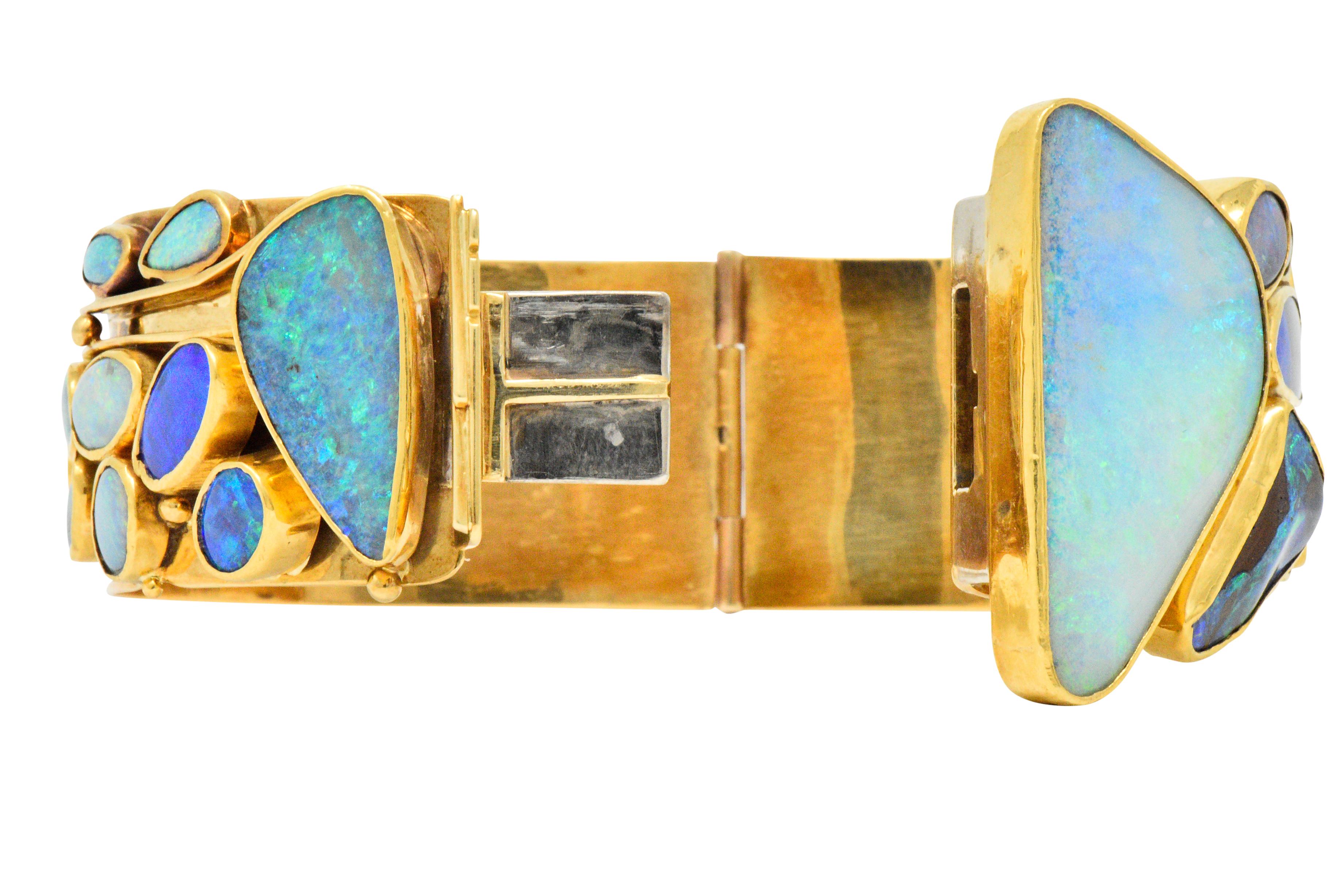 Vincent Ferrini Contemporary Opal 18 Karat Gold Bangle Bracelet 4