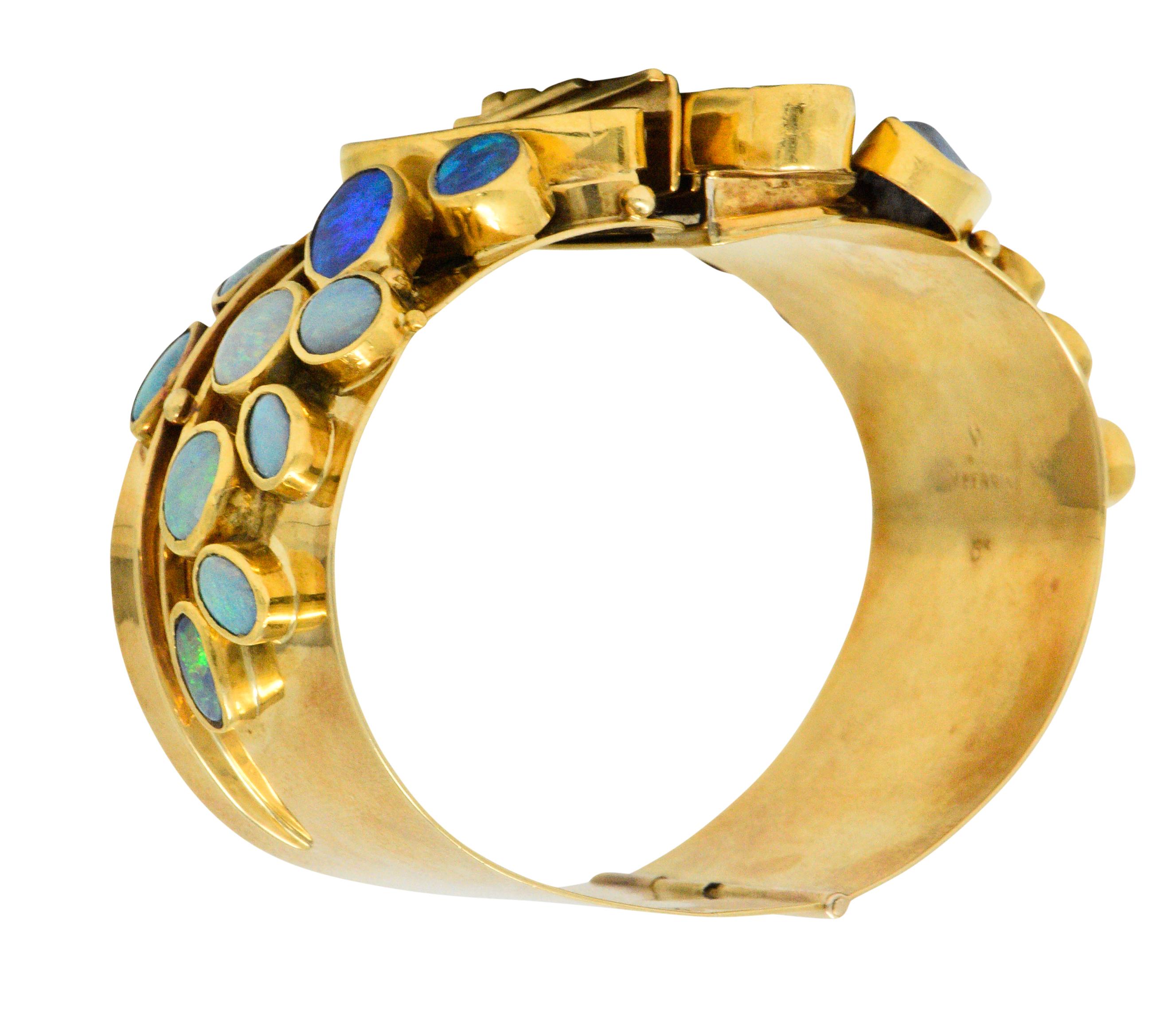Vincent Ferrini Contemporary Opal 18 Karat Gold Bangle Bracelet 5