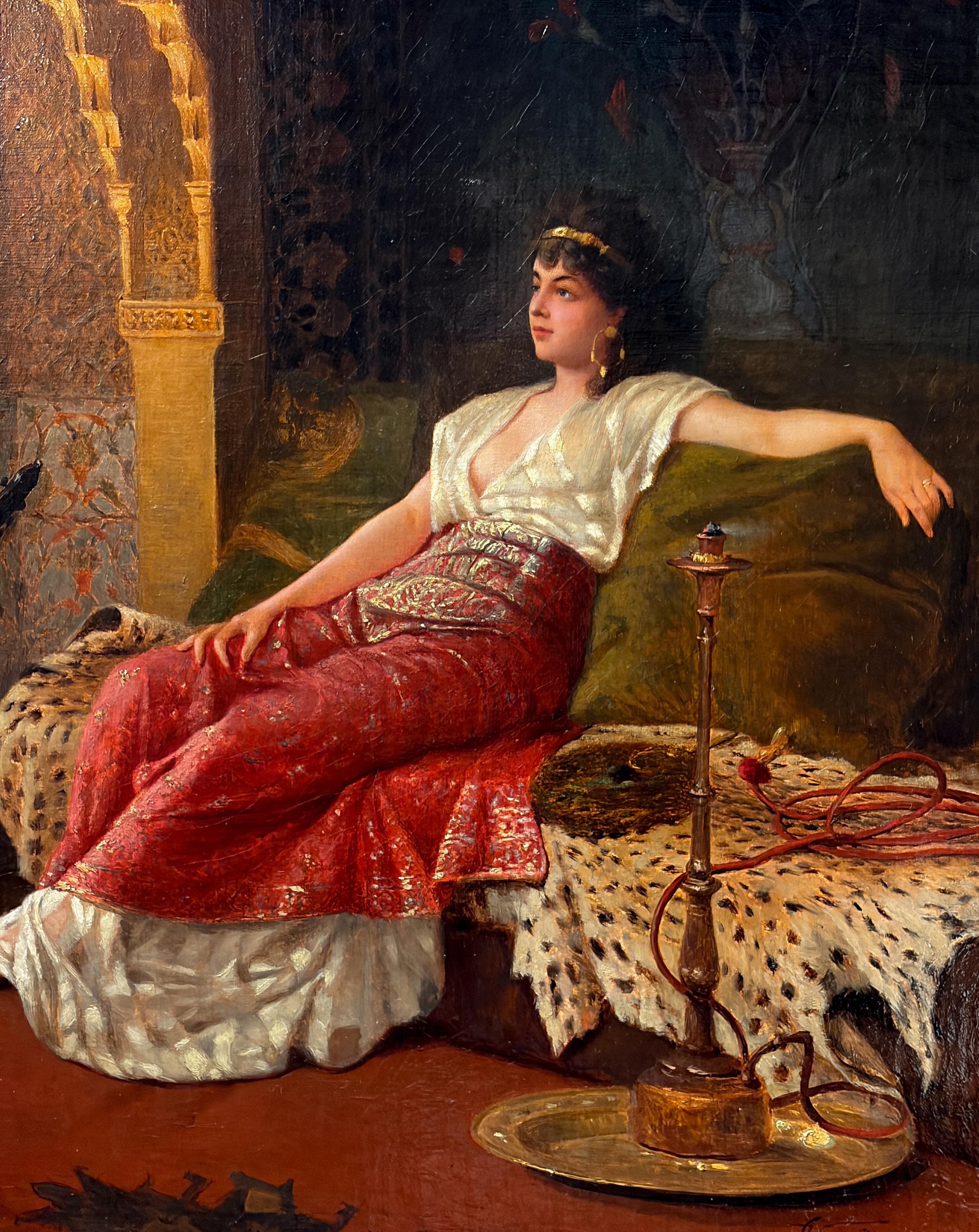 VINCENT G. STIEPEVICH
Ruso, 1841-1910

Odalisca tumbada en el harén 

Firmado 'VG. Stiepevich' L/R  

Óleo sobre lienzo
18 x 24 pulgadas
Marco: 26 x 33 pulgadas