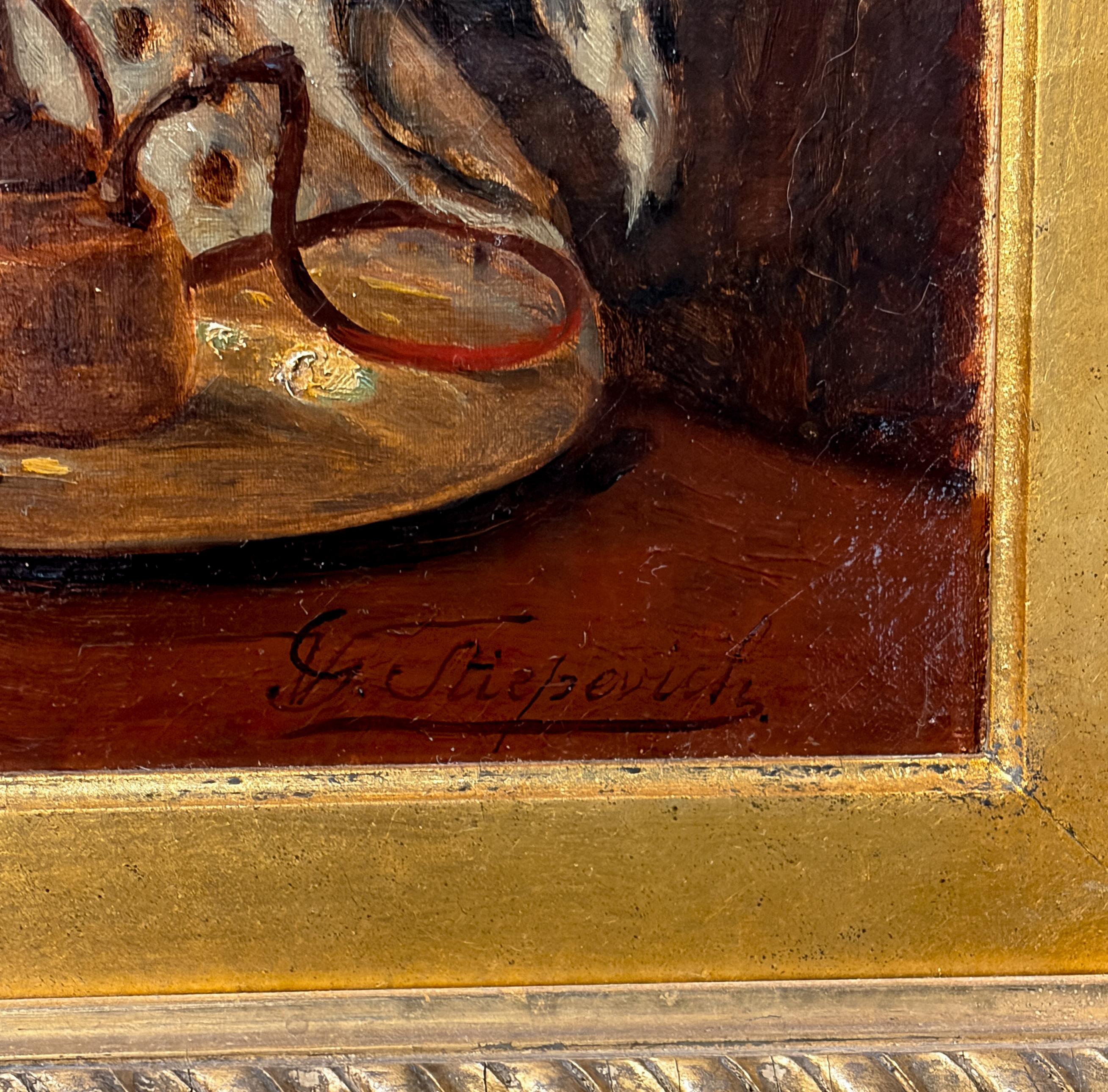 A Fine Stiepevich Orientalist Painting of a Lounging Odalisque in the Harem en venta 2