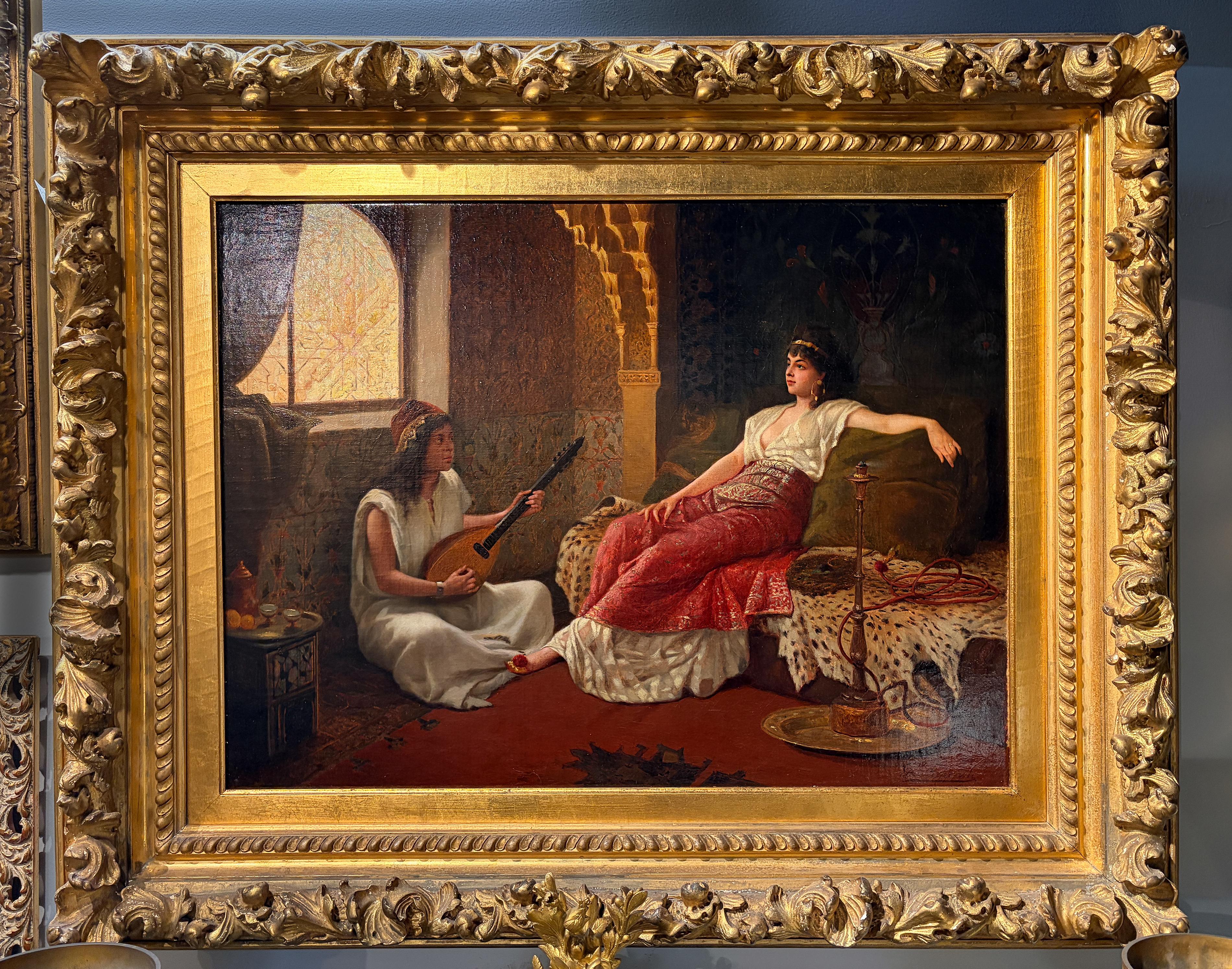 A Fine Stiepevich Orientalist Painting of a Lounging Odalisque in the Harem en venta 3