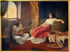 A Fine Stiepevich Orientalist Painting of a Lounging Odalisque in the Harem