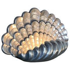 Retro Vincent Garnier Pewter Clam Shell Table Lamp, 1950s