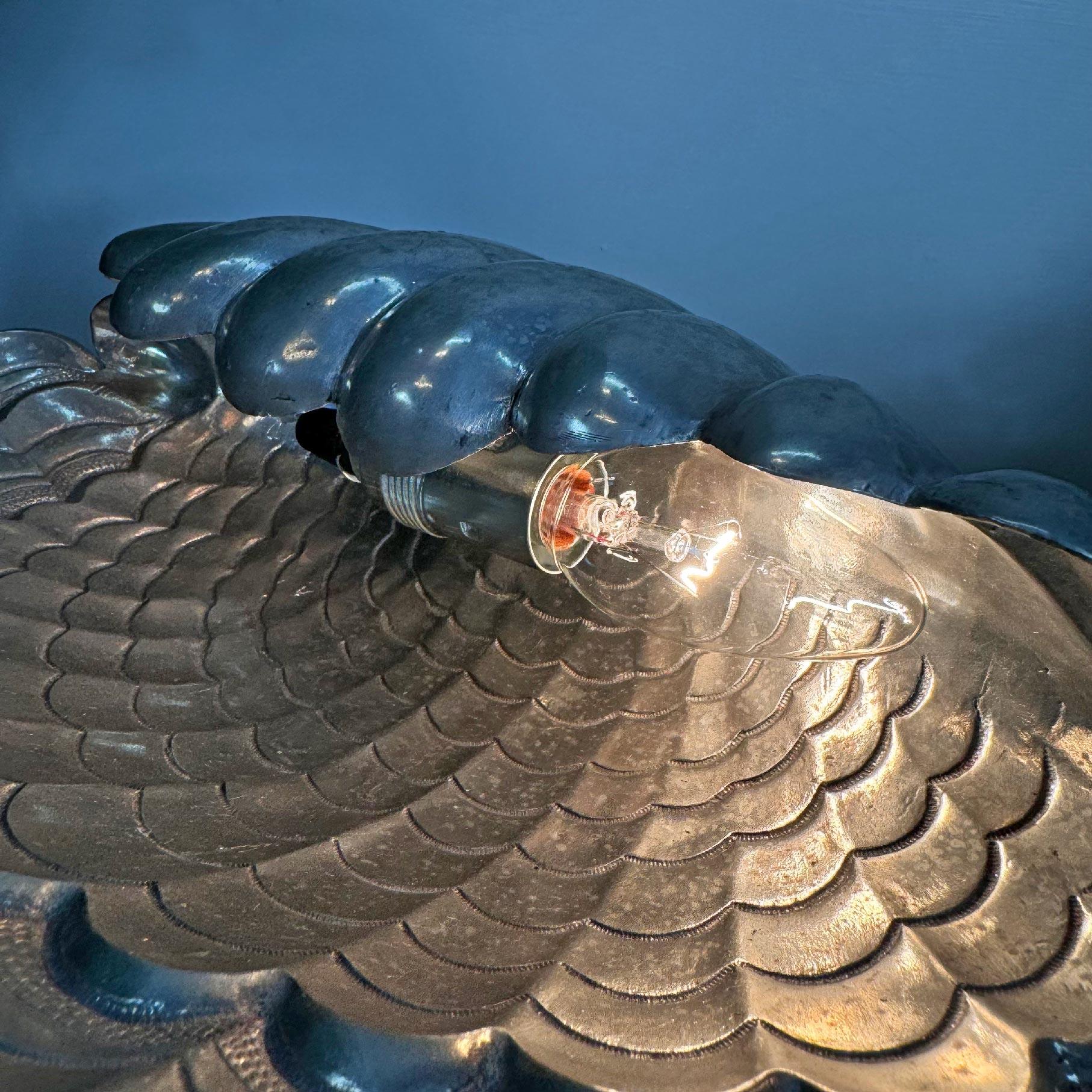 Vincent Garnier Pewter Clam Shell Table Lamp For Sale 5
