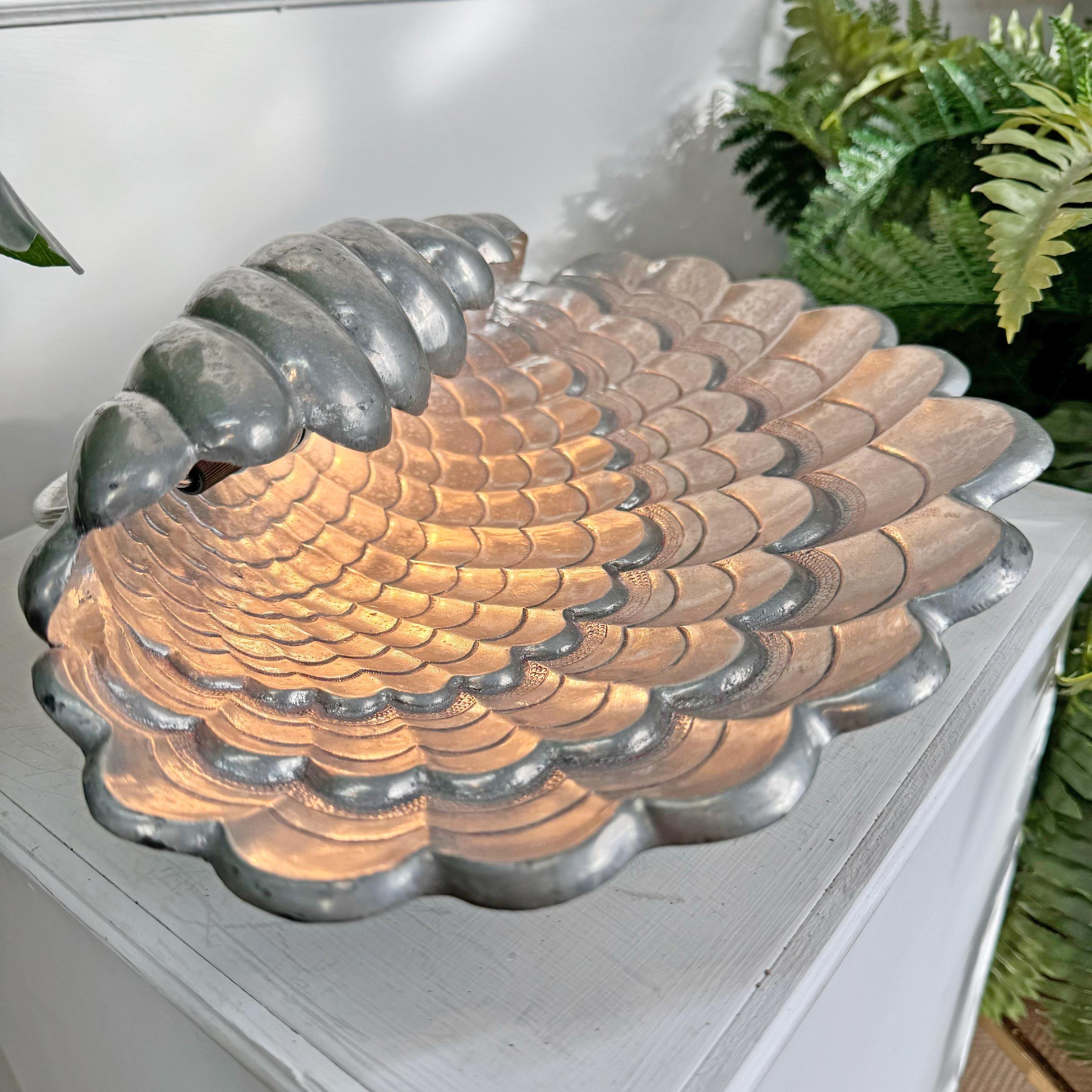 Vincent Garnier Pewter Clam Shell Table Lamp In Good Condition For Sale In Hastings, GB