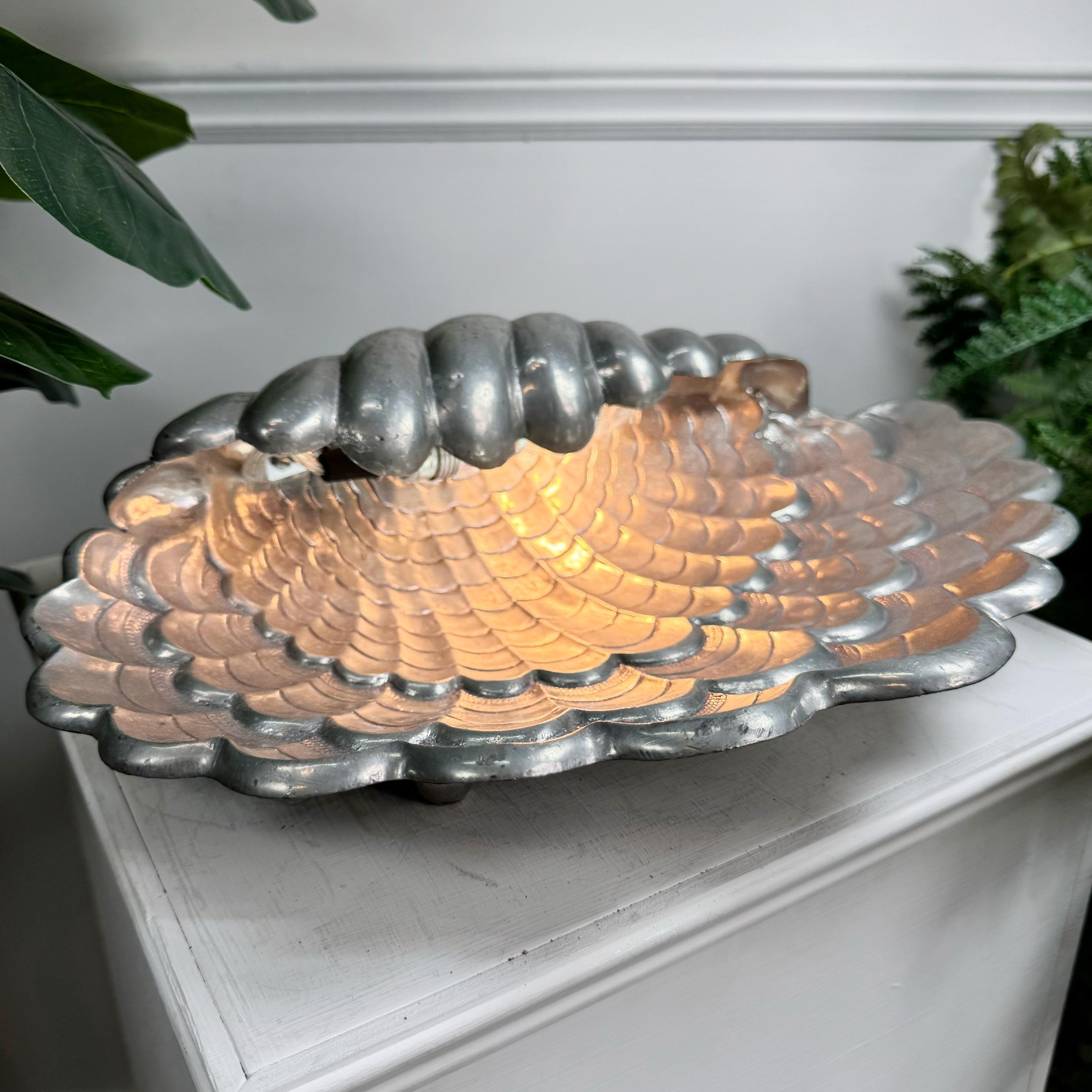 Vincent Garnier Pewter Clam Shell Table Lamp For Sale 3
