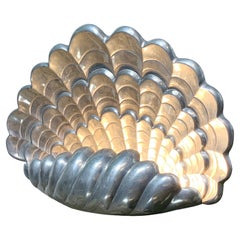 Vintage Vincent Garnier Pewter Clam Shell Table Lamp