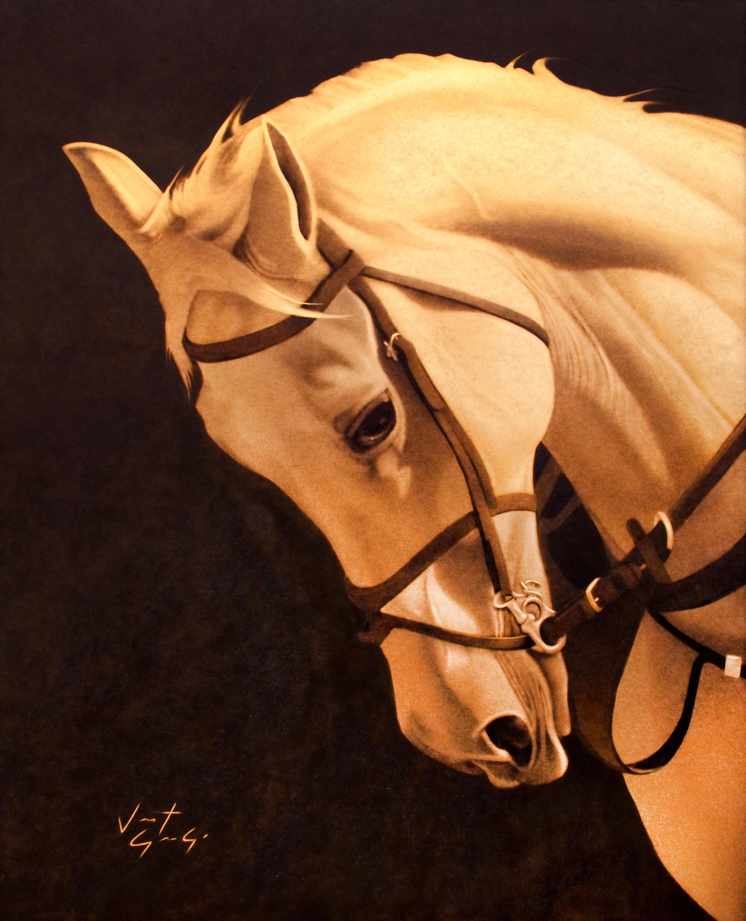 Schildpattpferd II – Mixed Media Art von Vincent George