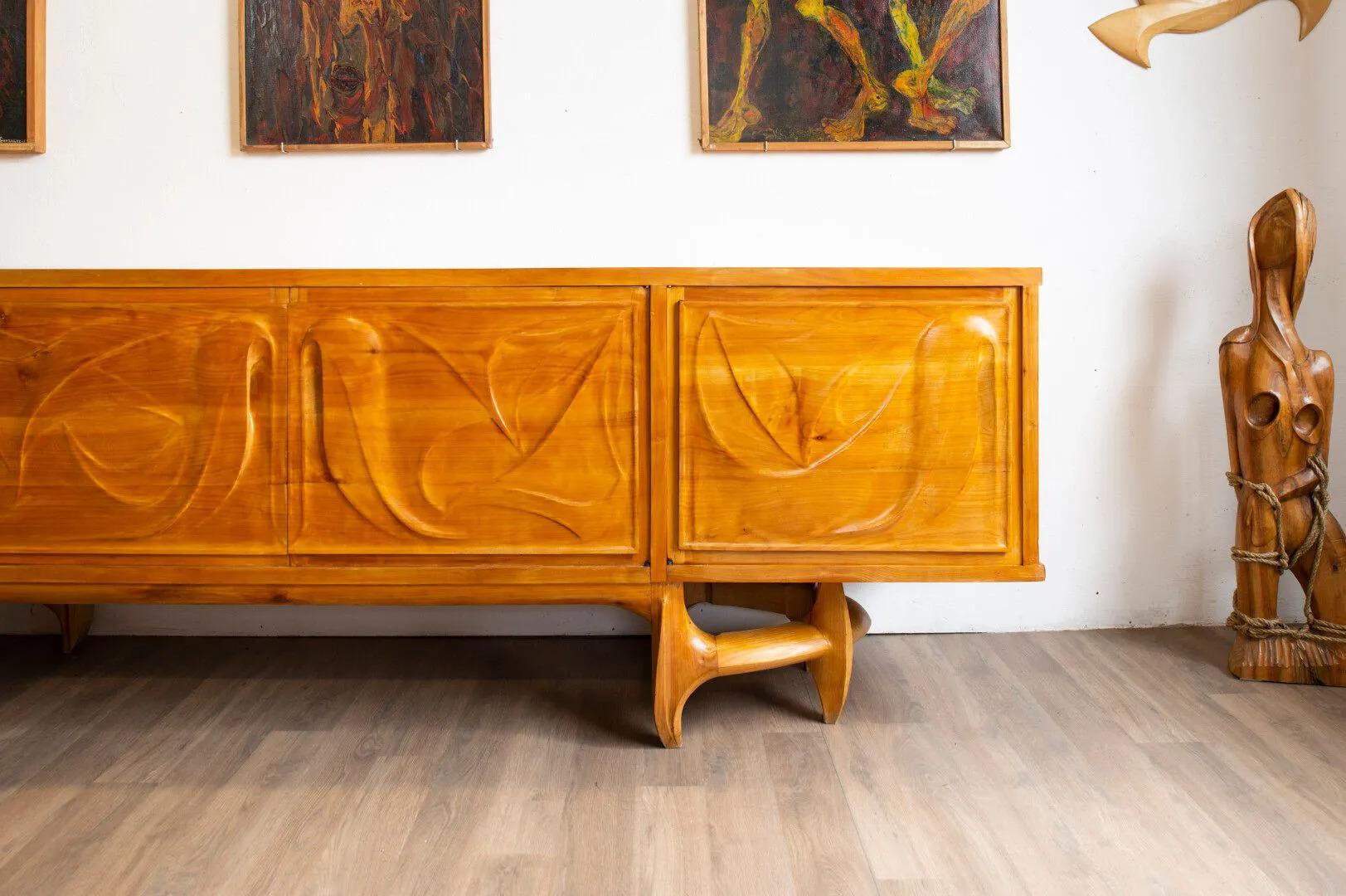 Mid-Century Modern Vincent GONZALEZ, Exceptional Very Large Sideboard, circa 1960 For Sale