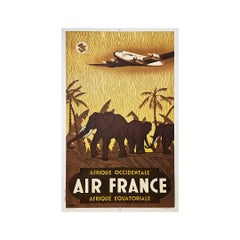 Affiche de 1948 pour promouvoir les voyages en Afrique de l'Ouest et en Afrique quatoriale par Air France