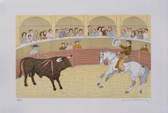 Horse : Bullfighting In Camargue – Originallithographie, HANDSIGNED & Ltd /100
