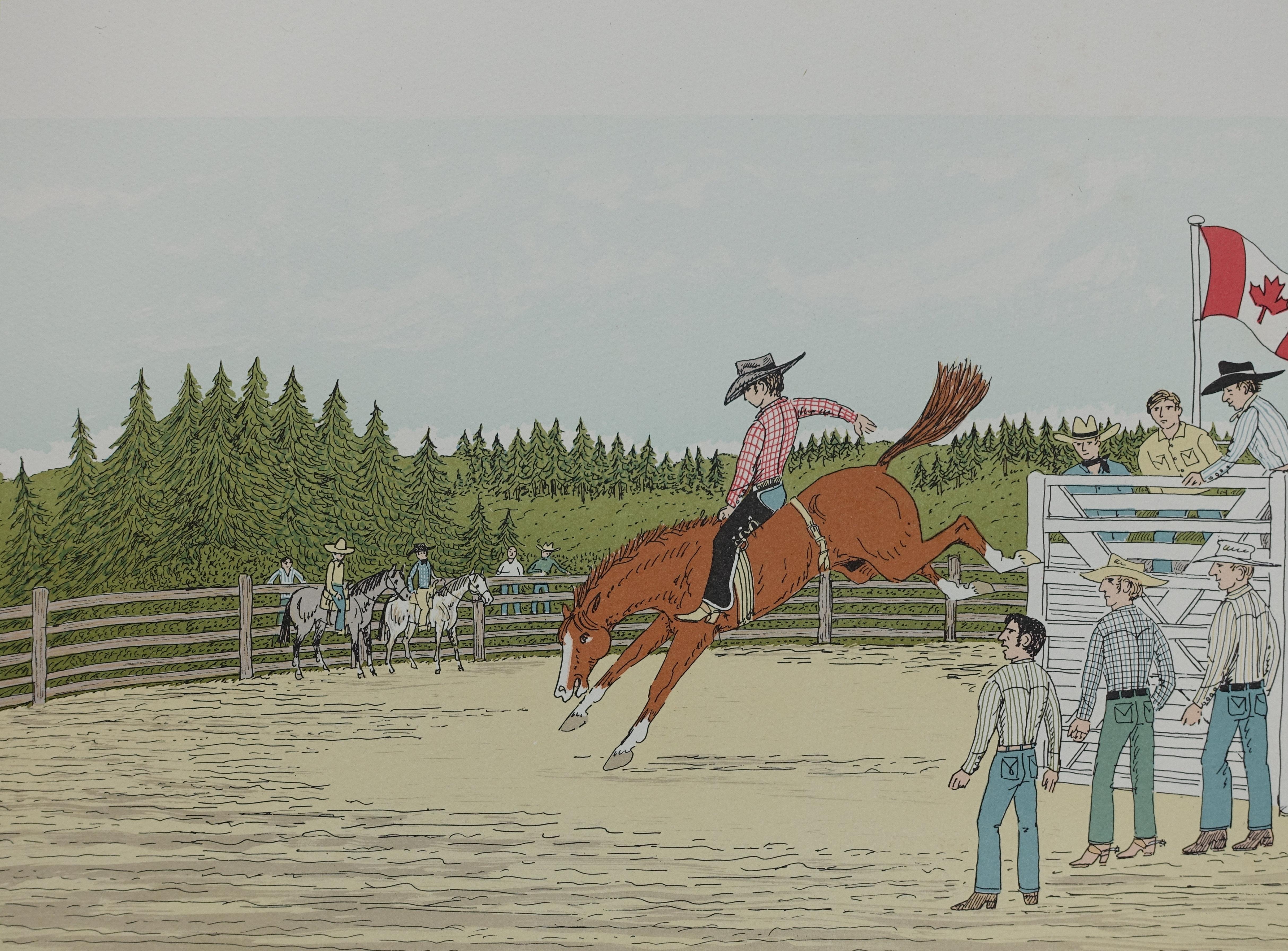 Caballo : Rodeo Canadiense - Litografía Original, FIRMADA A MANO & Ltd /50 - Print Moderno de Vincent Haddelsey