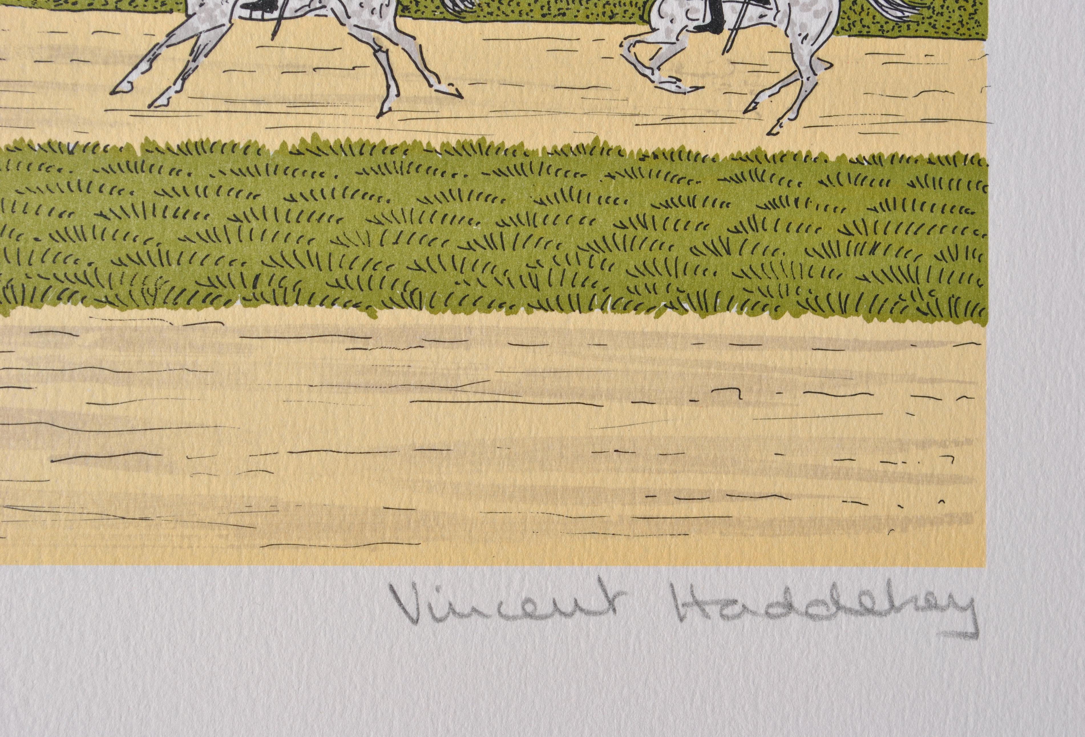 Caballo : Escuela de Caballería de Saumur - Litografía original, FIRMADA A MANO & Ltd /100 - Animal Print Gris de Vincent Haddelsey